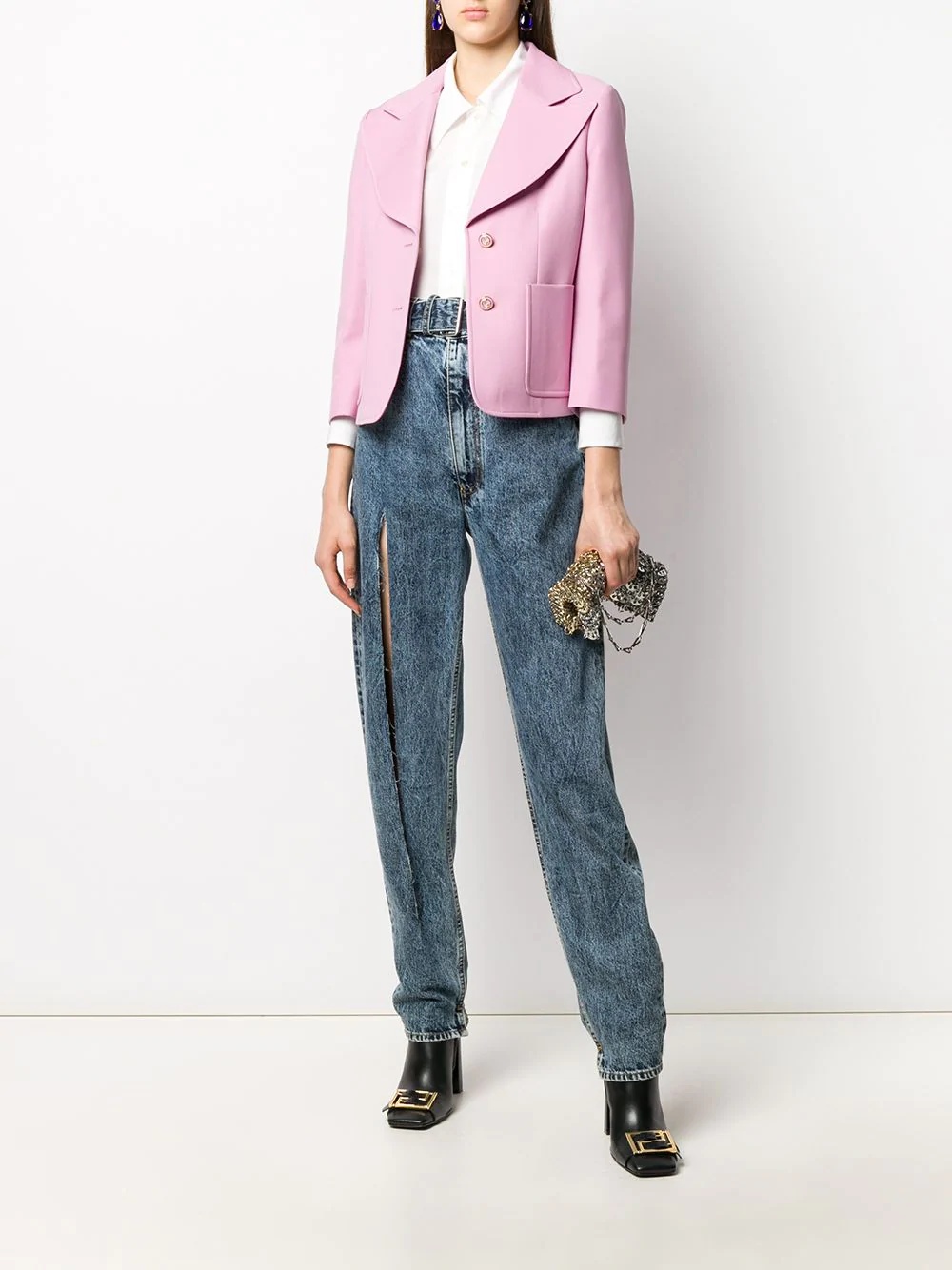 cropped peak lapels blazer - 2