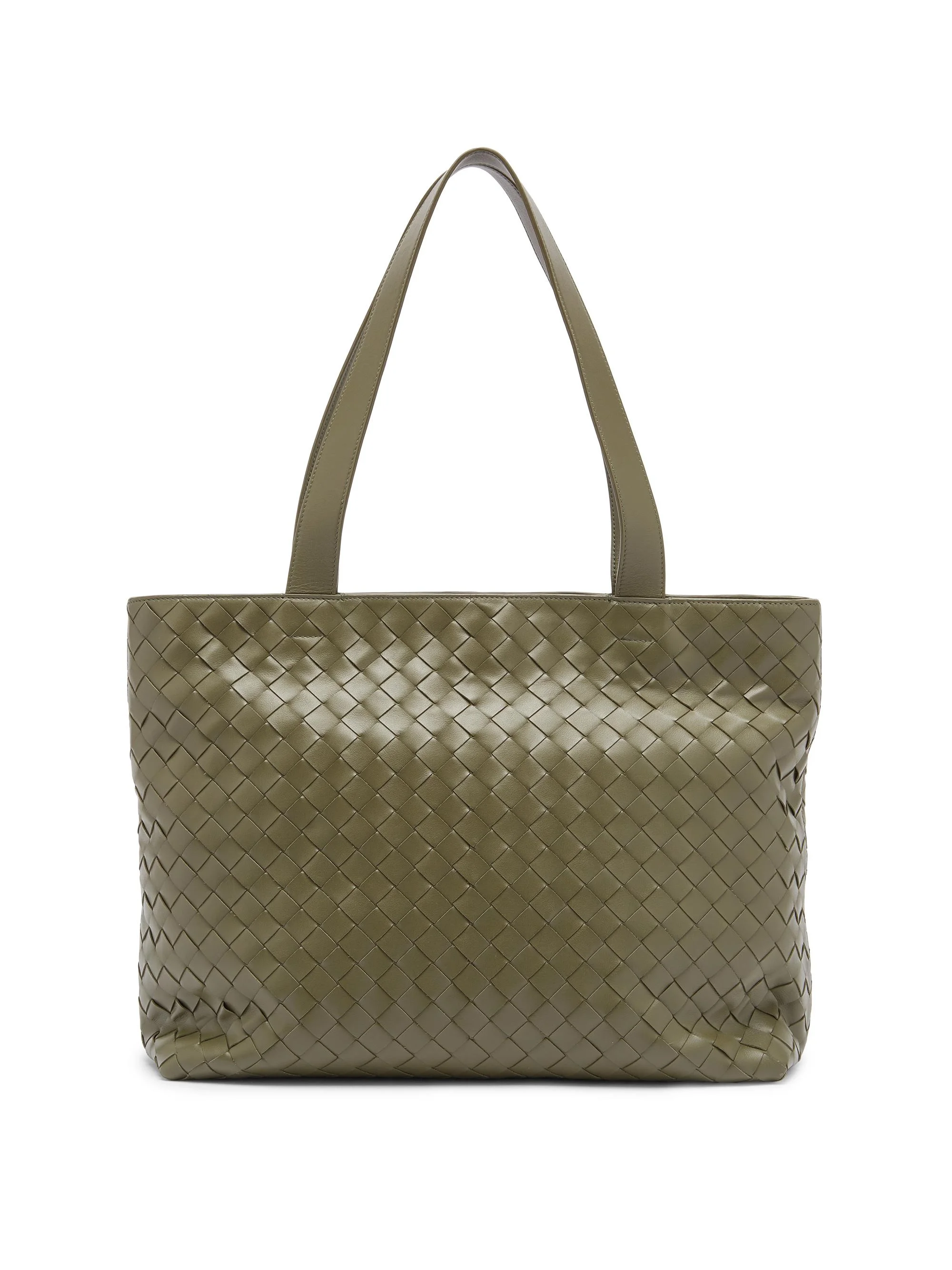 Men's Small Intrecciato Zipped Tote Bag - Crocodile Silver - 1