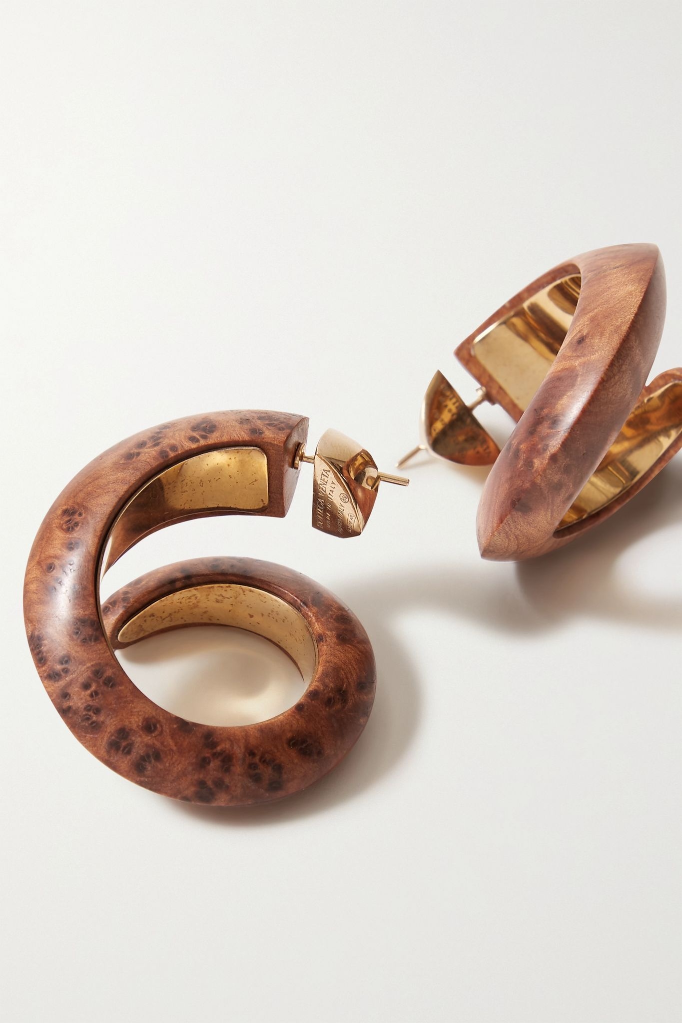 Gold-tone wood earrings - 3