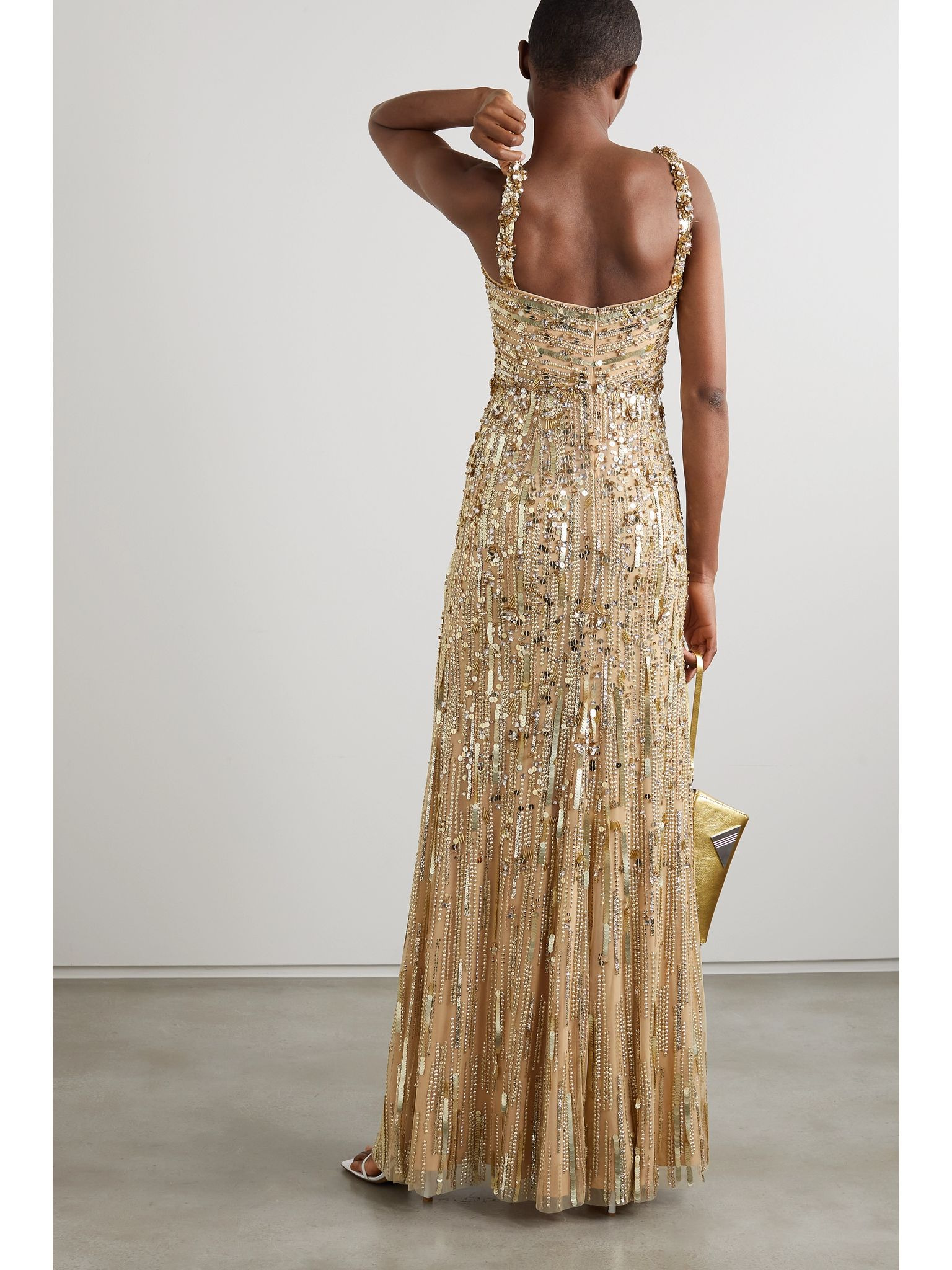 Bright Gem embellished tulle gown Gold - 4
