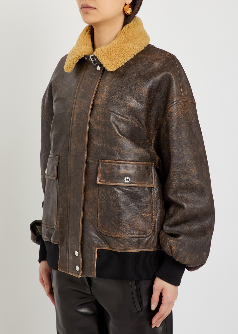 KHAITE Khaite Sandor Shearling-collar Leather Jacket outlook
