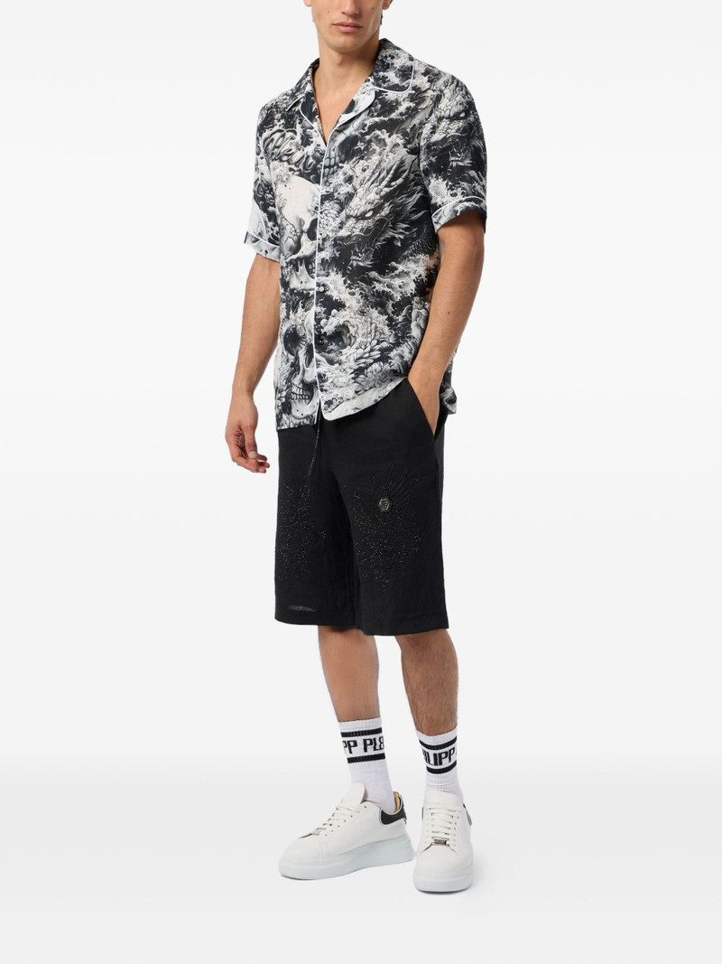 PHILIPP PLEIN skull dragon print bowling shirt outlook