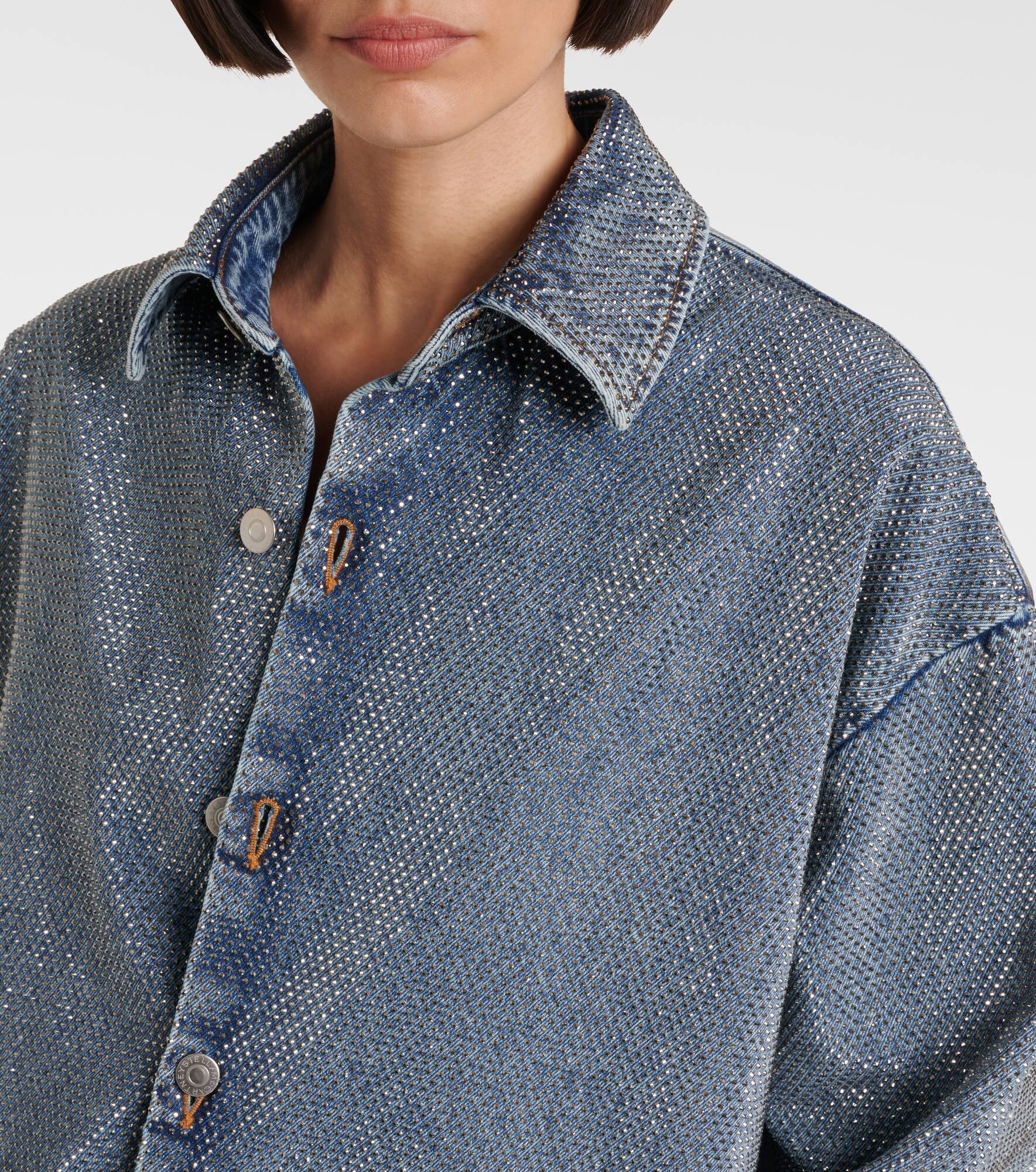 Hotfix embellished denim shirt - 4