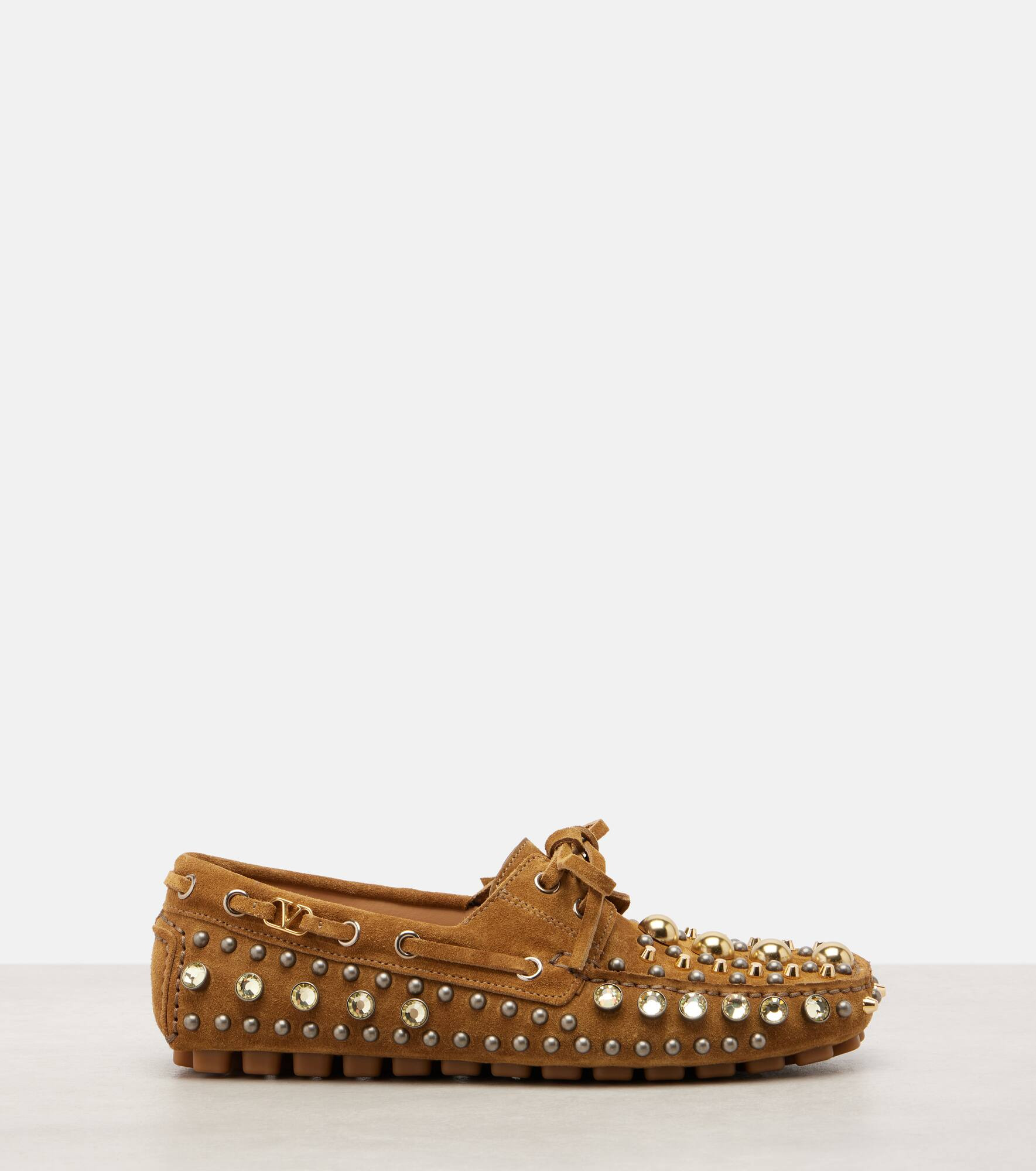 Fastaway embellished suede driving shoes - 4