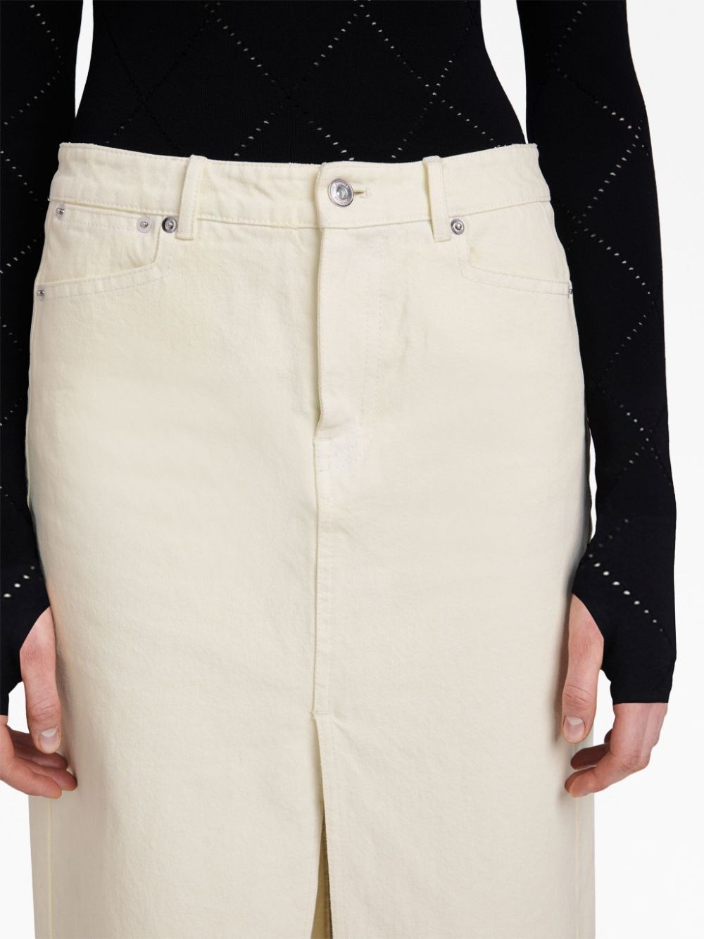 Sloan washed-denim mid skirt - 5