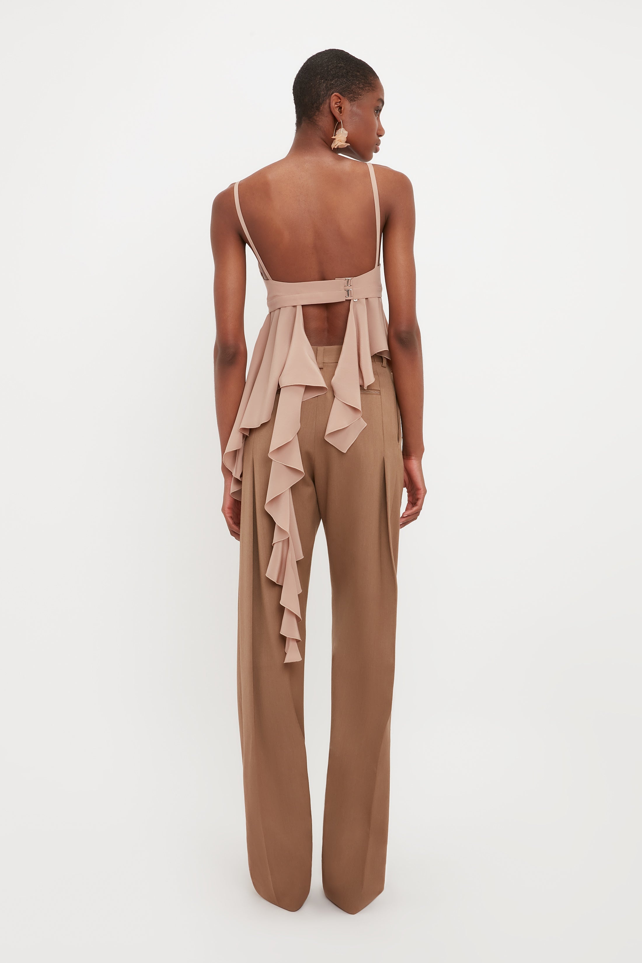Front Pleat Trousers In Fawn - 8