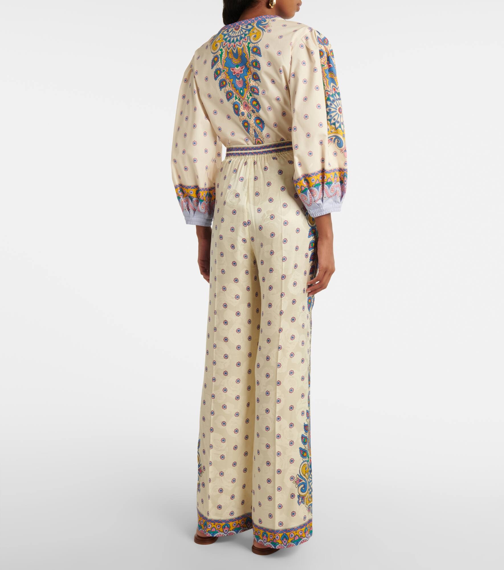 Printed high-rise straight pants - 3