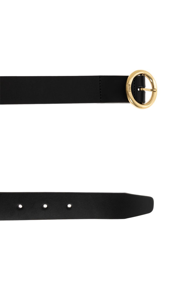 AMI Paris circular-buckle leather belt outlook