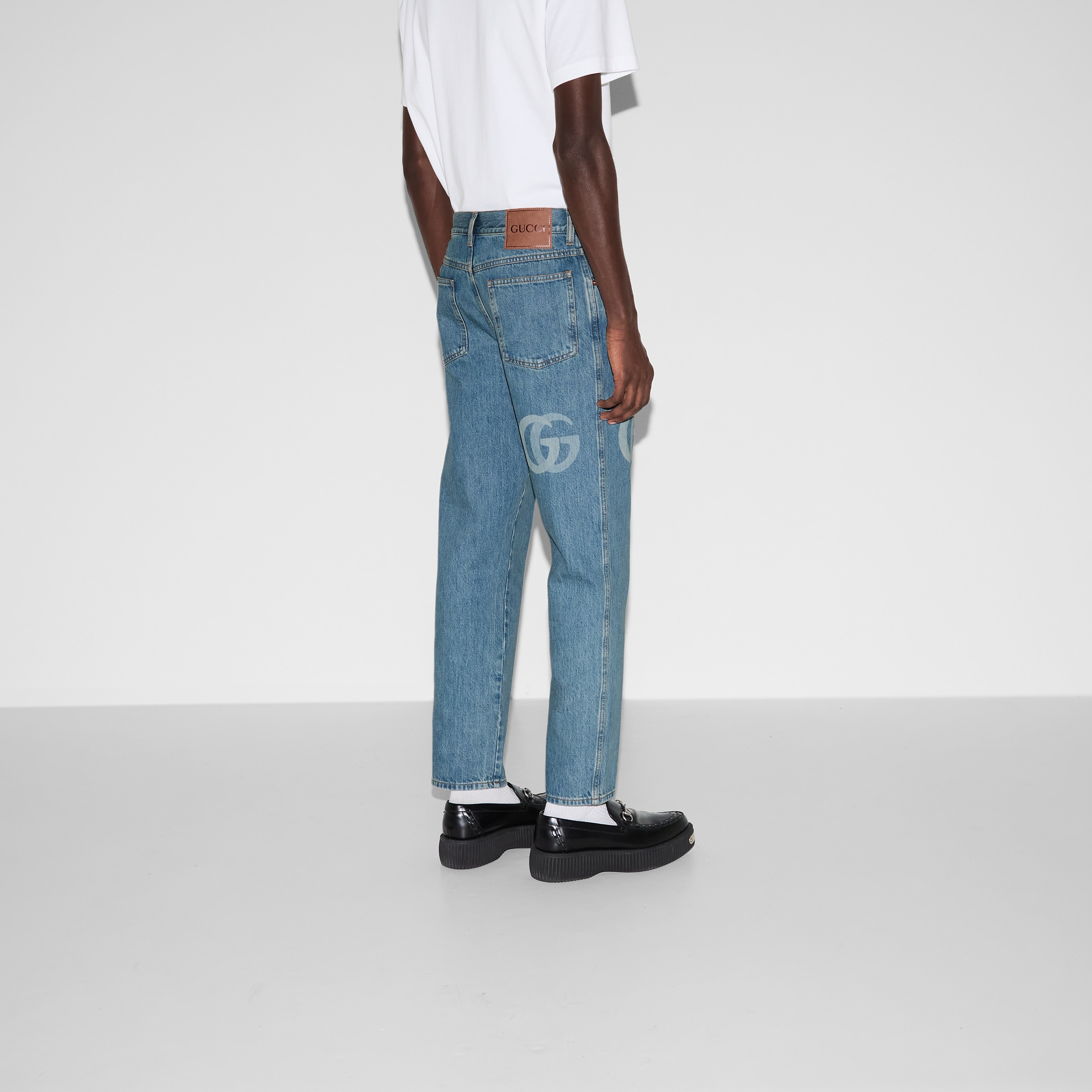 Lasered Double G denim pant - 4