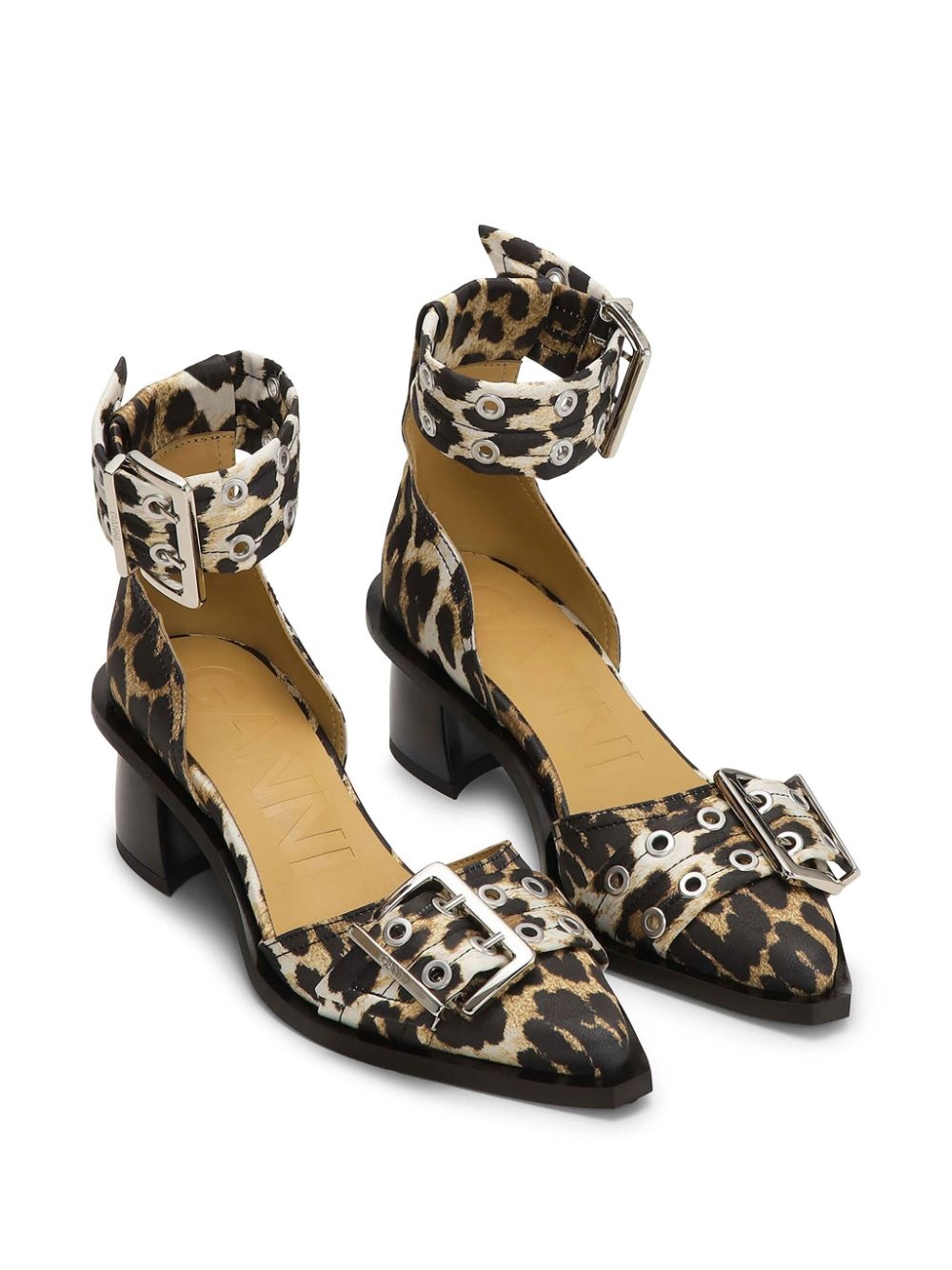 leopard-print buckled pumps - 2