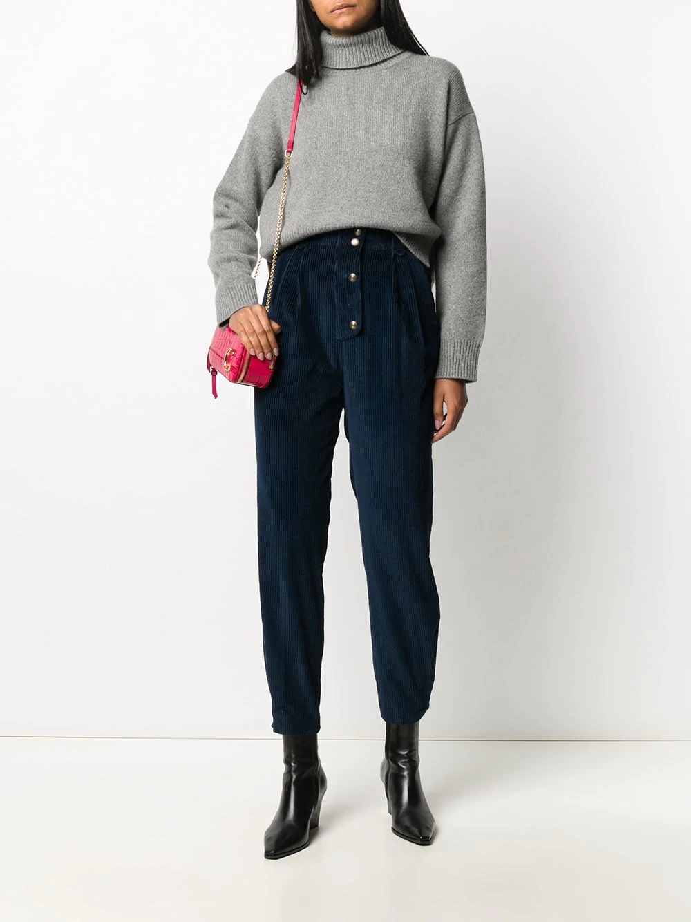 high-waist button trousers - 2