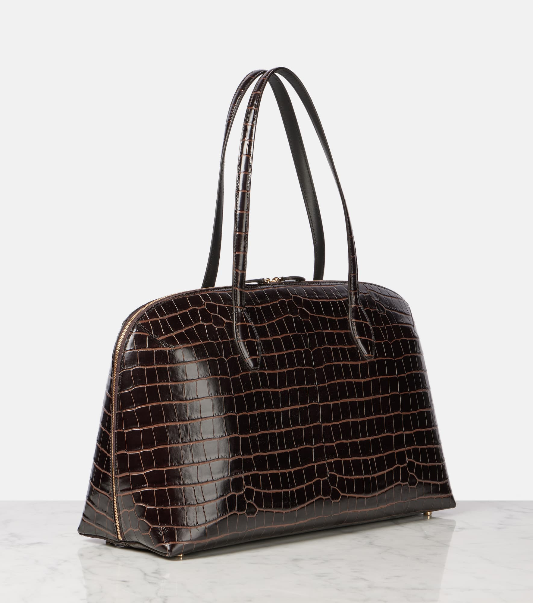Croc-effect leather tote bag - 4