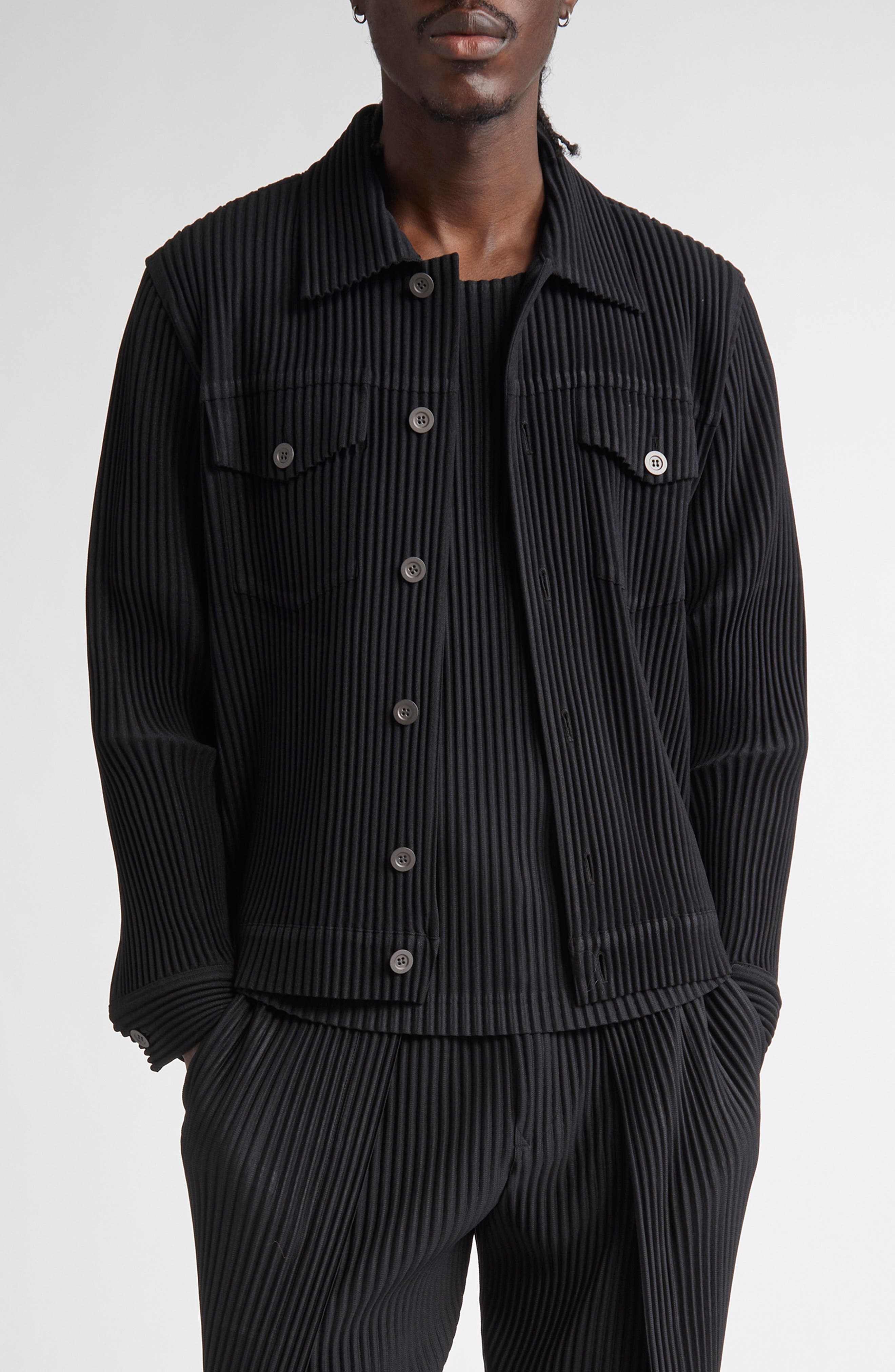 Homme Plissé Issey Miyake Light Shirt Jacket in Black at Nordstrom - 1