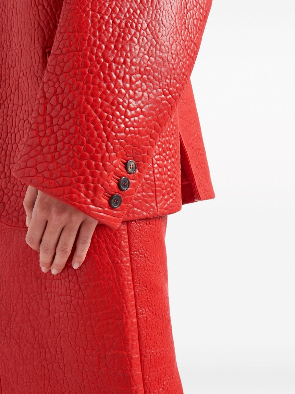 layered-collar leather blazer - 5