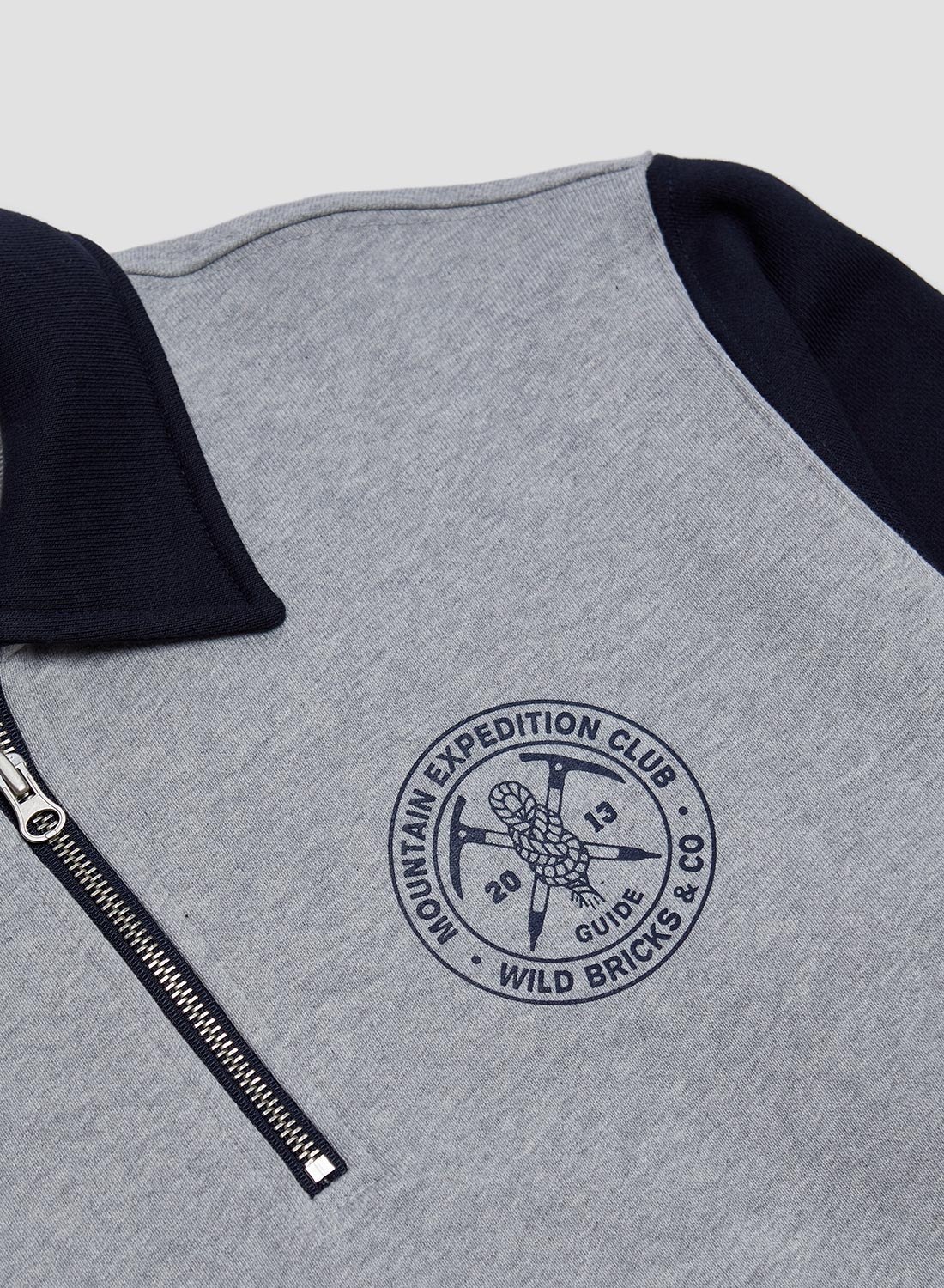 Wild Bricks Mec Half Zip Pullover in Grey/Navy - 4