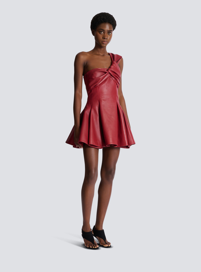 Smooth leather one-shoulder dress 3