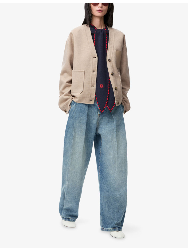 Loewe V-Neck Patch-Pocket  Wool-Cashmere Blend Cardigan outlook