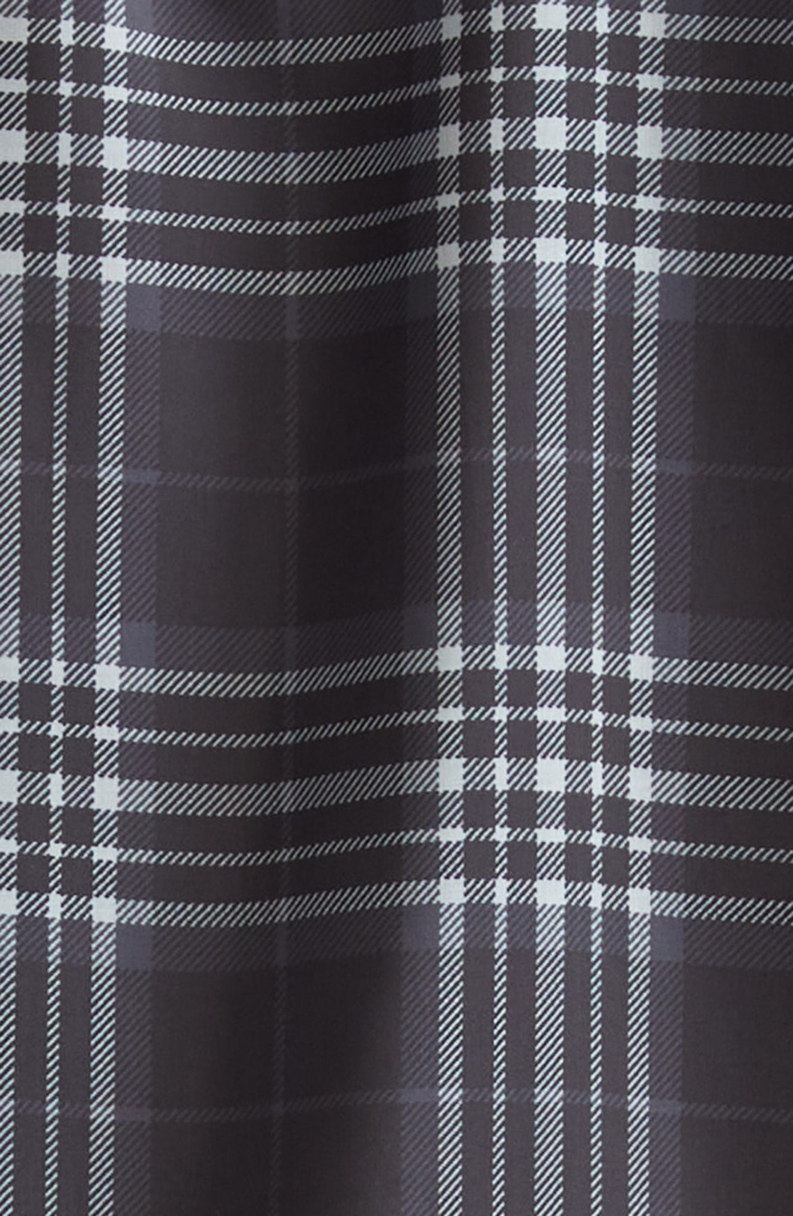 Sacai Plaid Drawcord Hem Camp Shirt in Black at Nordstrom - 7