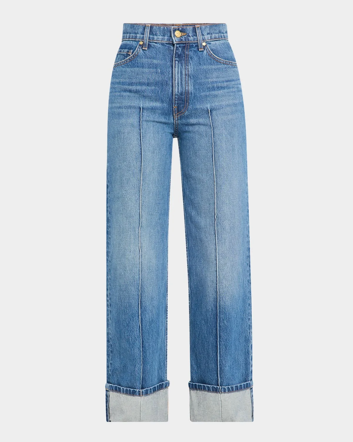 The Genevieve Pintuck Wide-Leg Denim Jeans - 1