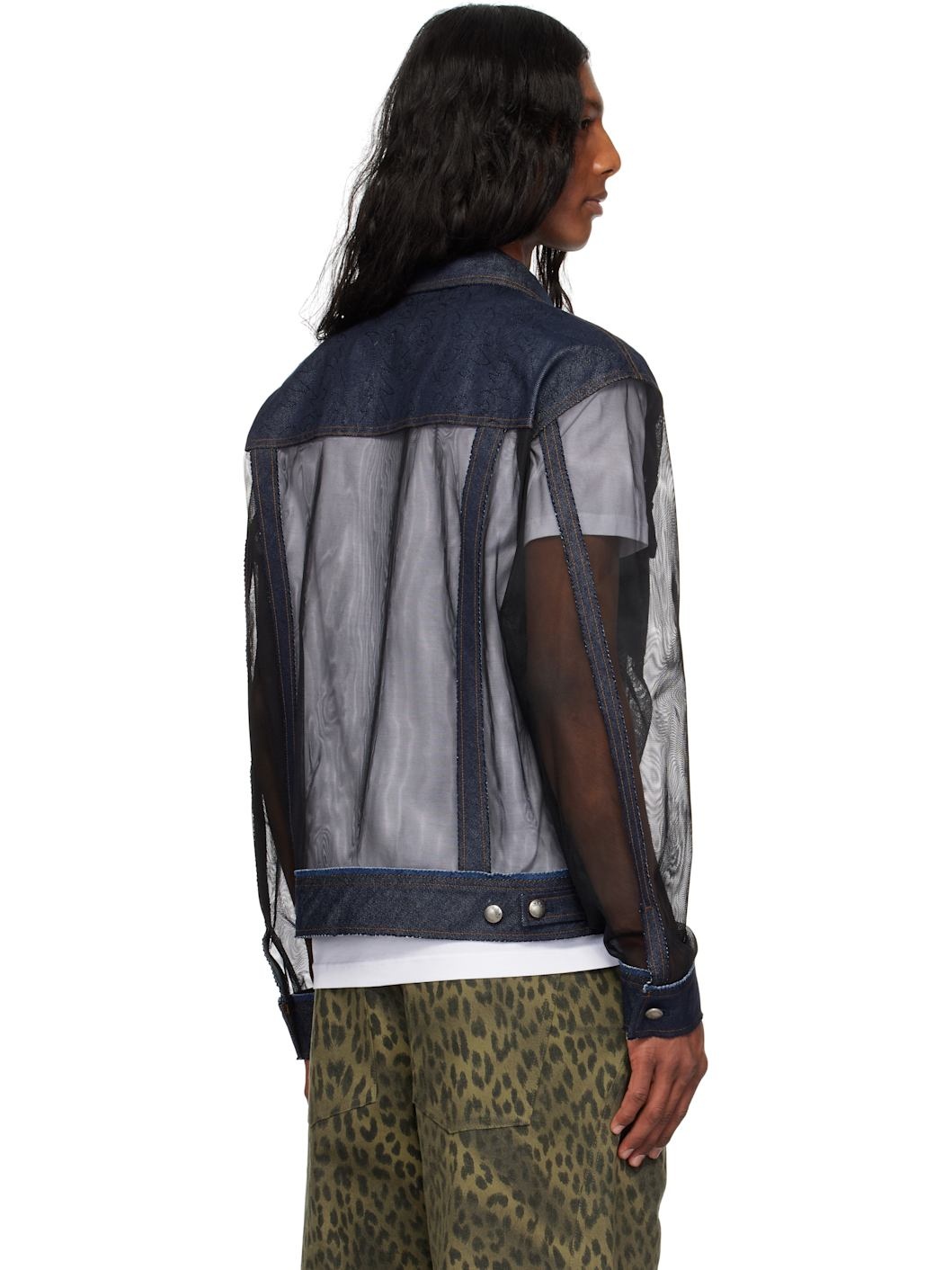 Blue & Black Tonny Sheer Denim Jacket - 3