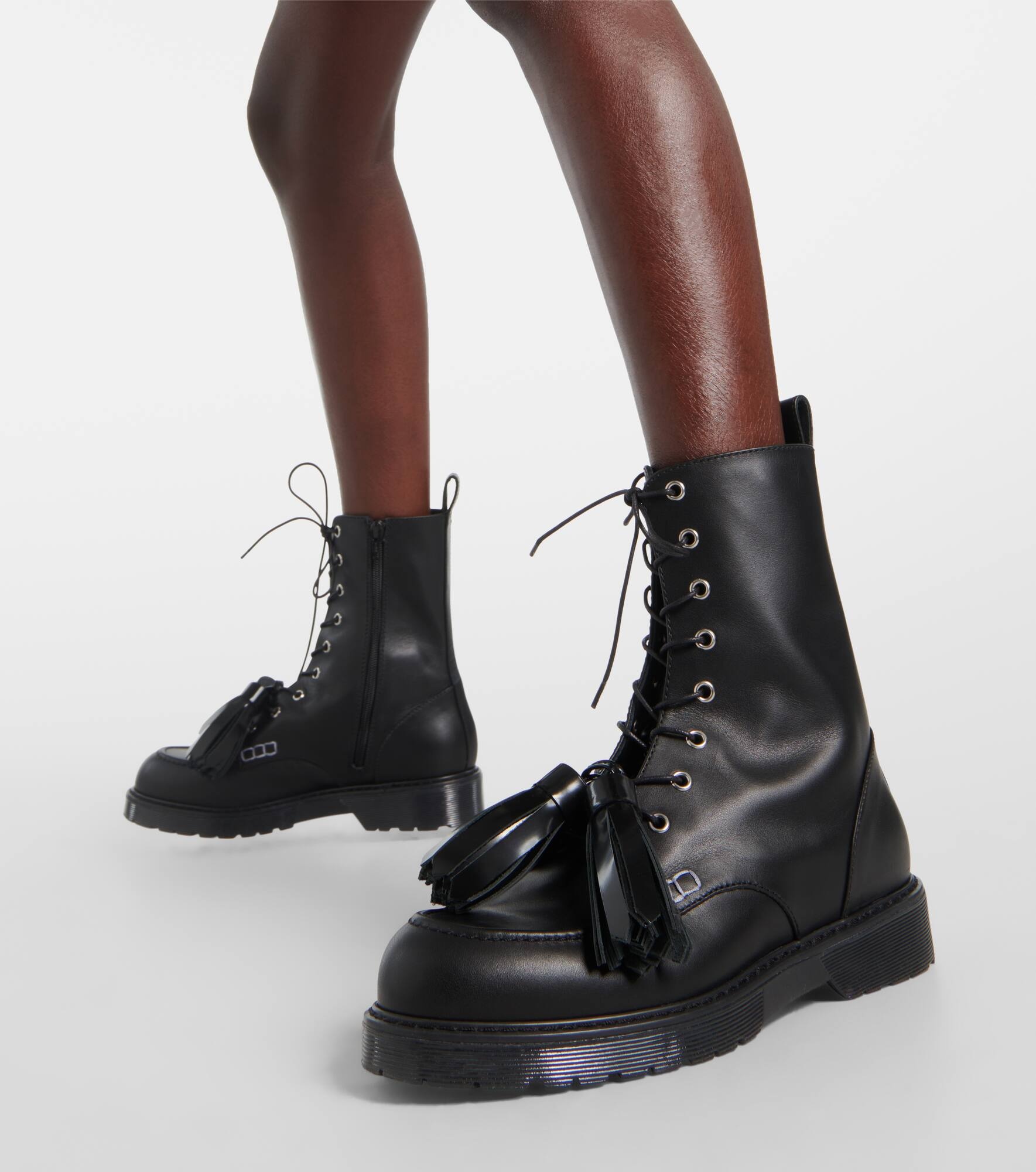Leather combat boots - 4