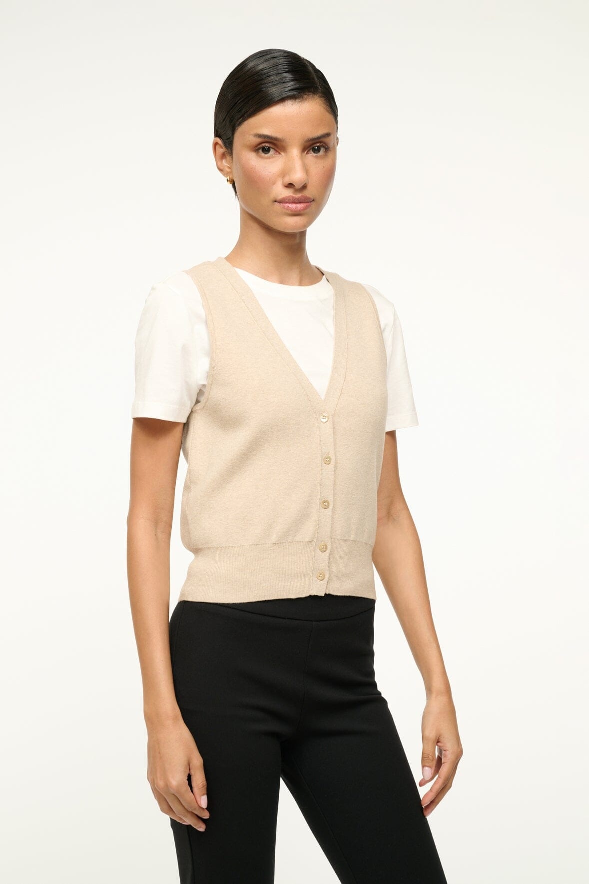 STAUD FICUS SWEATER VEST STONE - 4