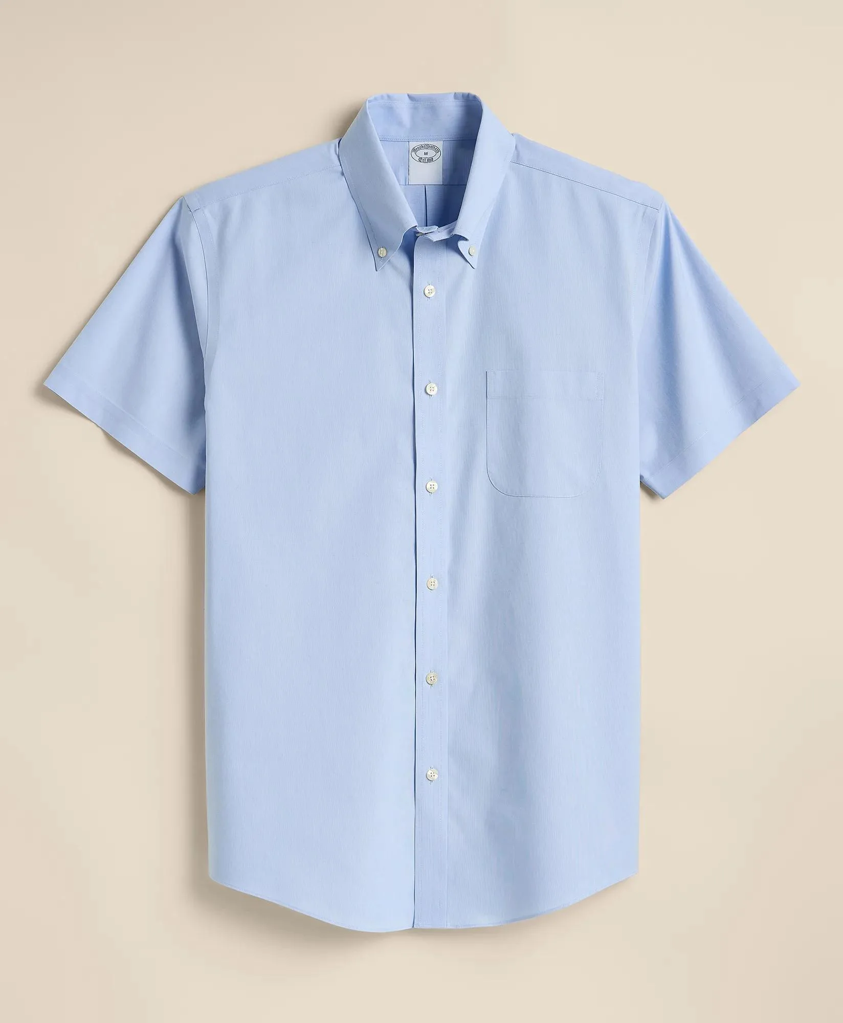 Stretch Non-Iron Broadcloth Button-Down Collar Short-Sleeve Sport Shirt - 1