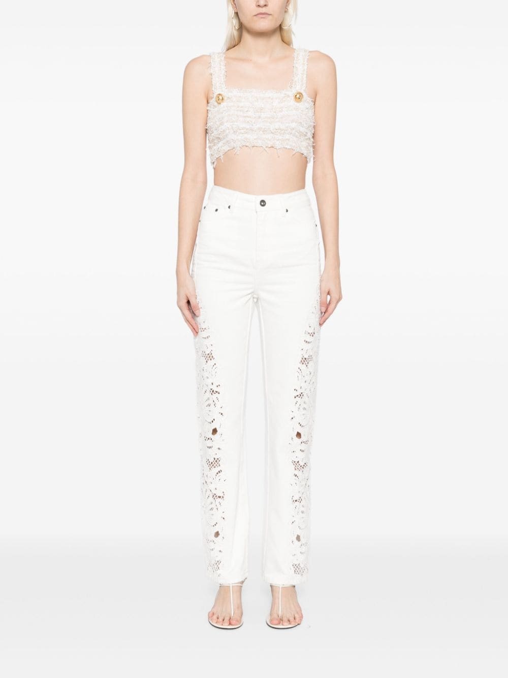 embroidered cotton jeans - 2