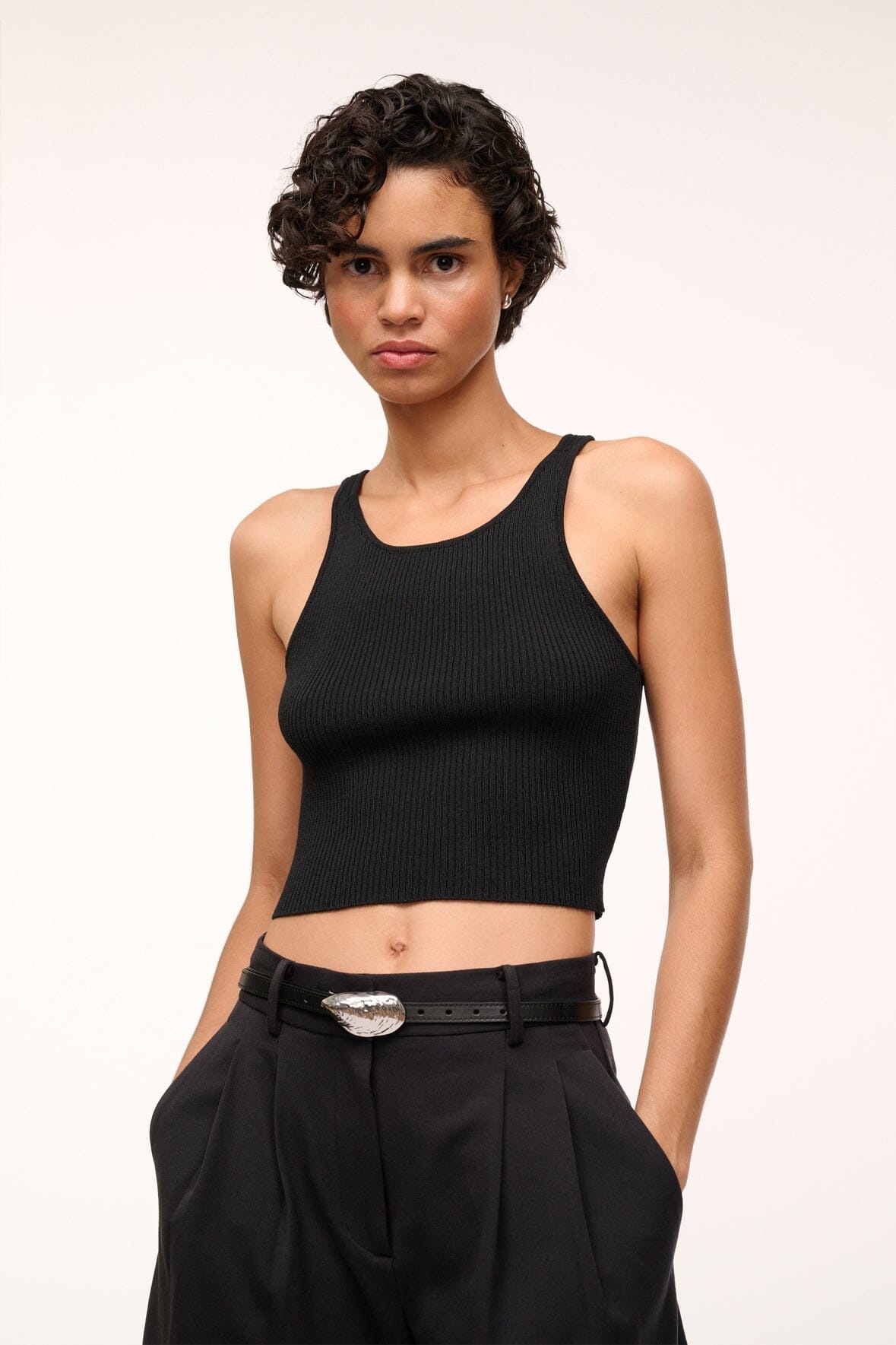 STAUD SHELL BUCKLE BELT BLACK - 2