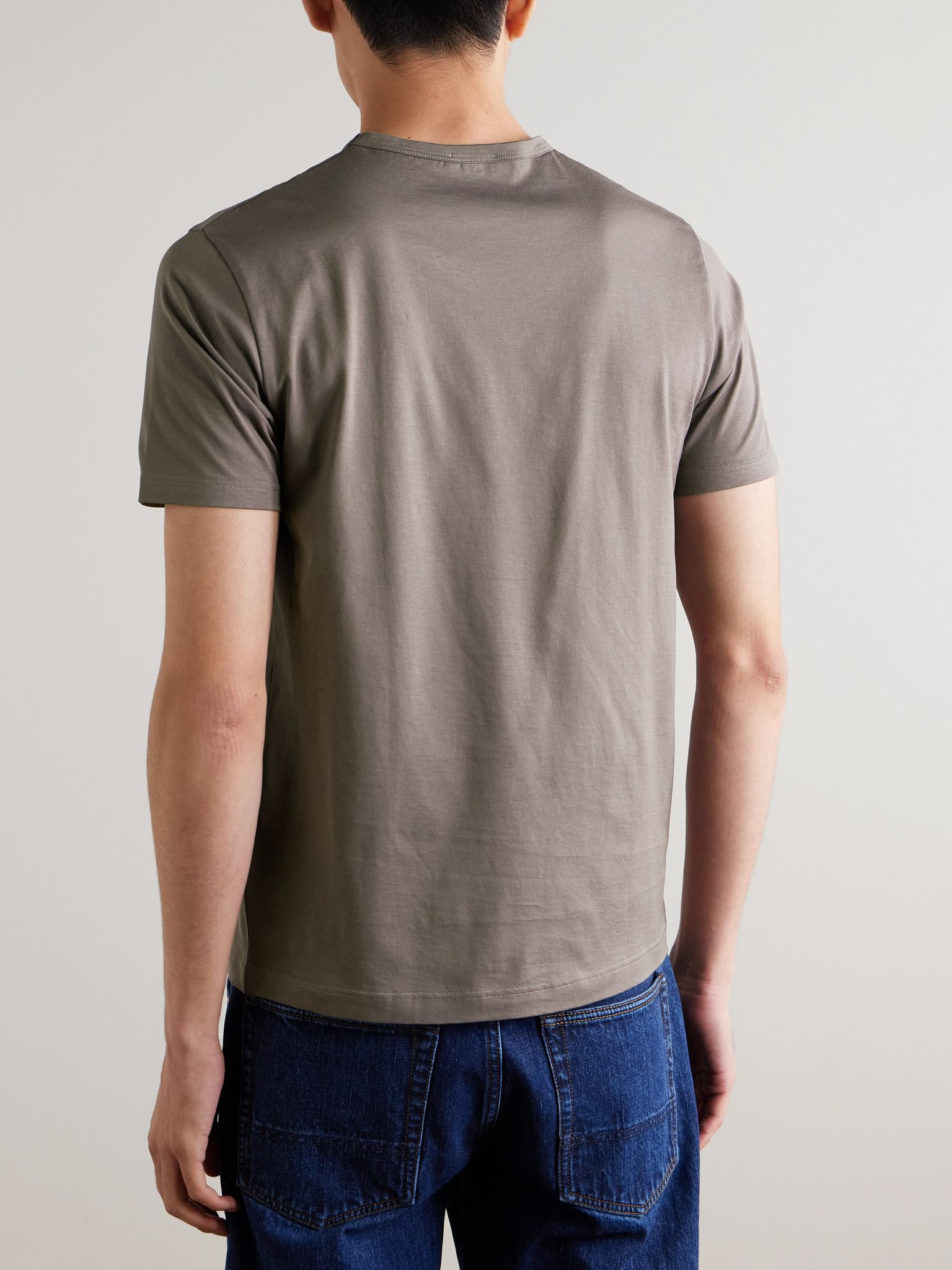 Slim-Fit Cotton-Jersey T-Shirt Brown - 4