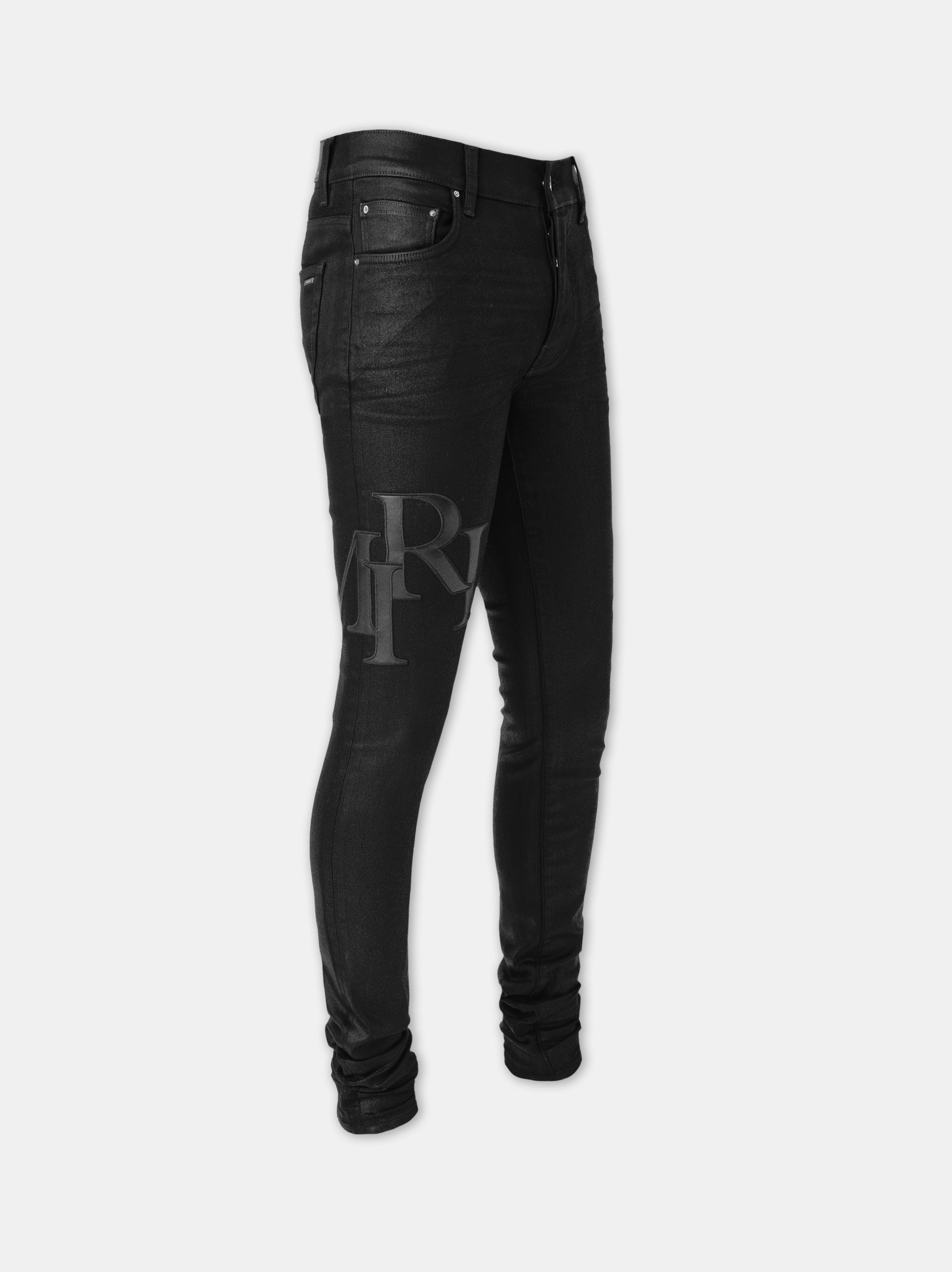 WAXED STAGGERED LOGO SKINNY JEAN - 2