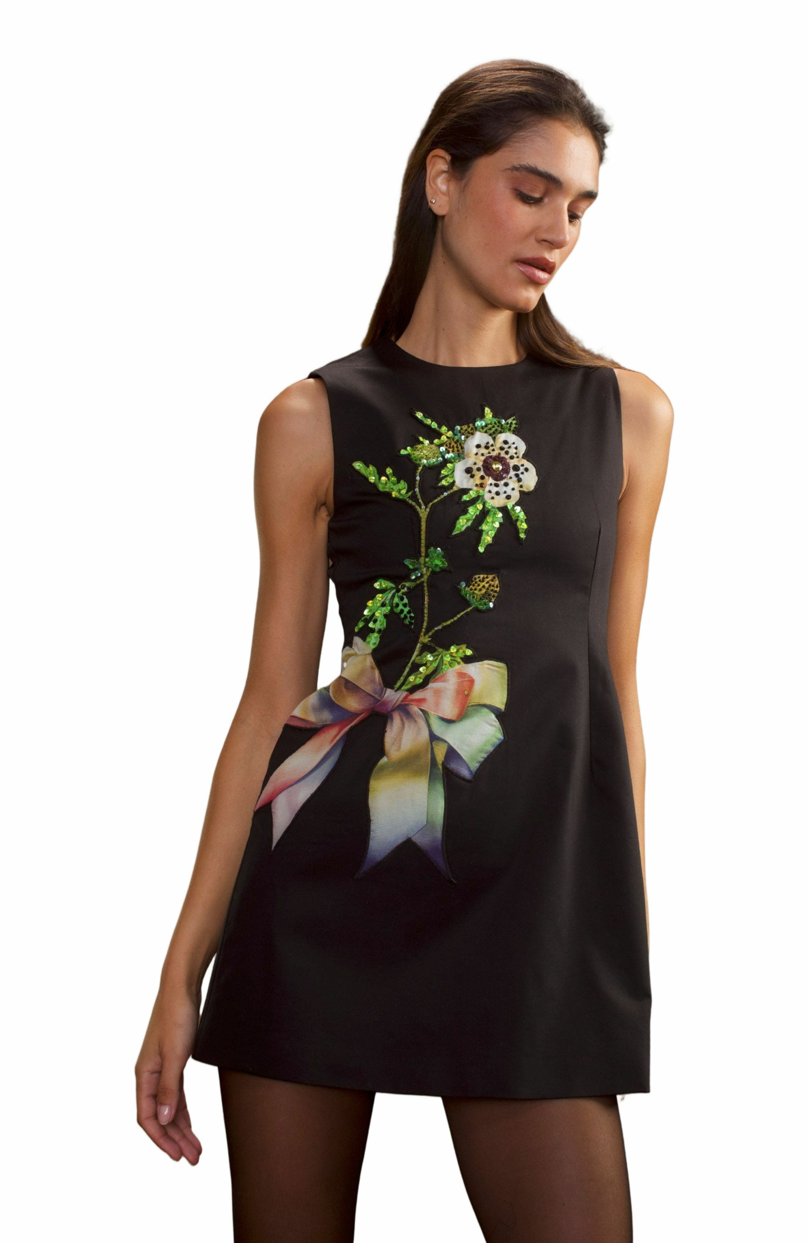 Cynthia Rowley EMBELLISHED COTTON MINI DRESS in Black Multi at Nordstrom - 4