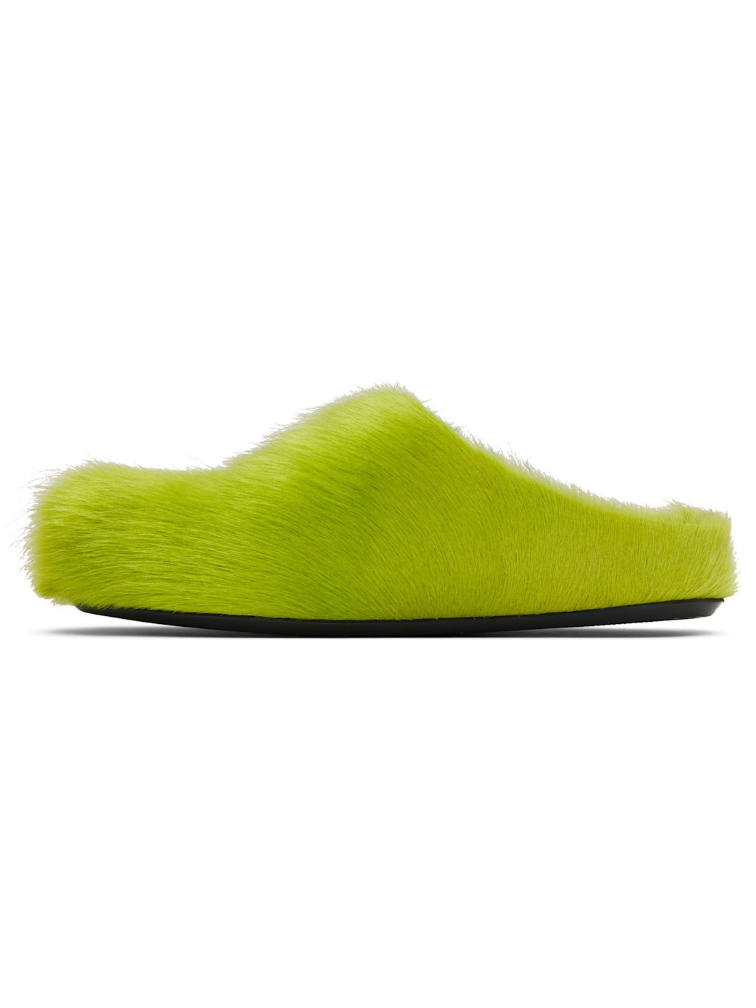 Green Long Hair Calfskin Fussbett Slip-on Loafers - 3