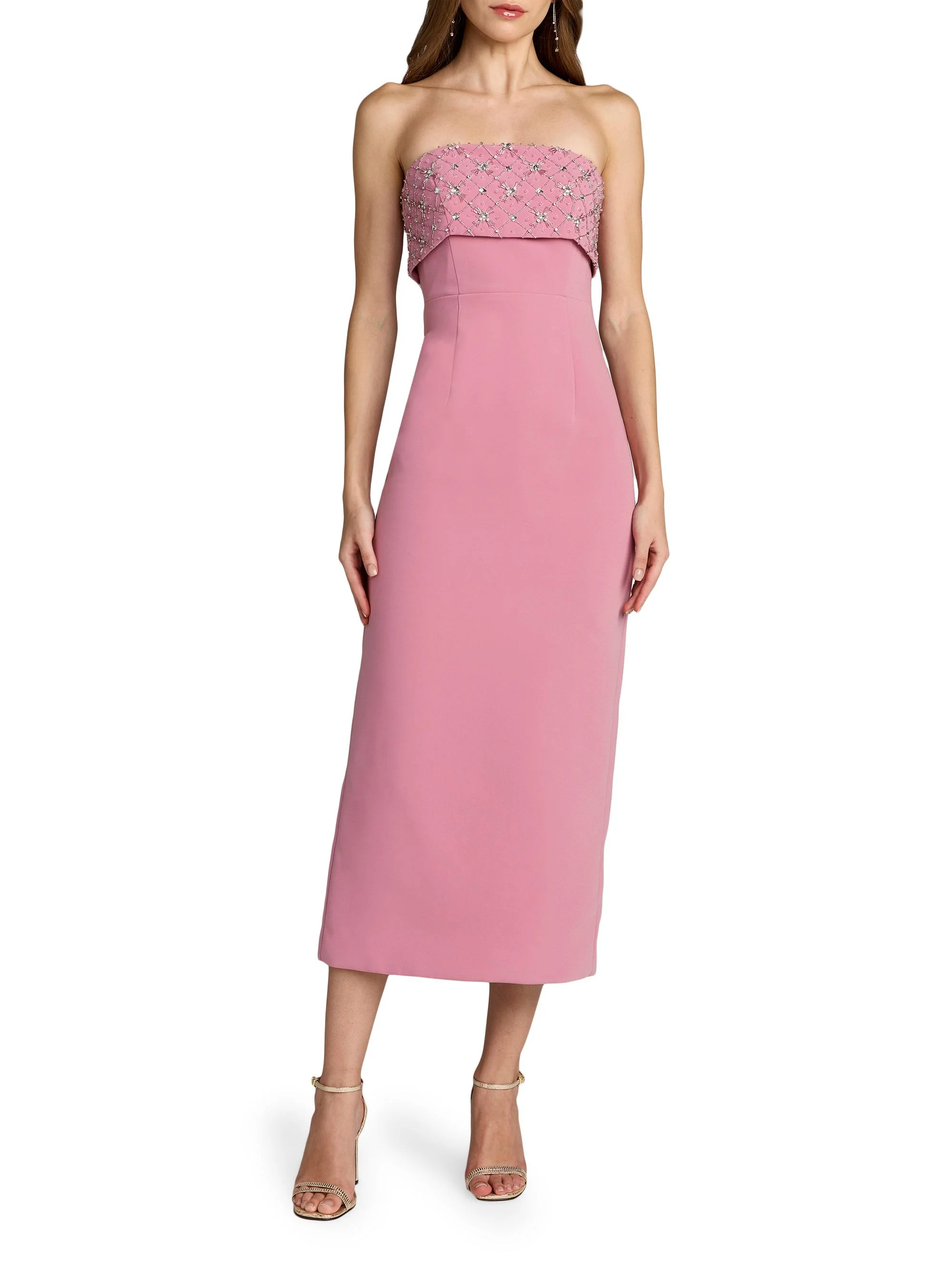 Women's Rhinestone-Embellished Crepe Strapless Cocktail Dress - Orchid - 1