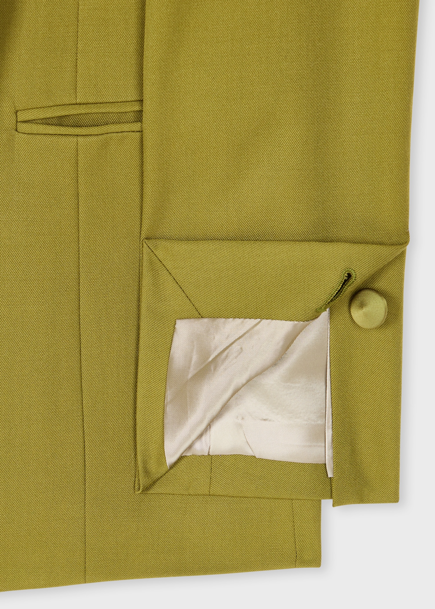 Women's Olive Green Wool Gabardine Double-Breasted Blazer - 3