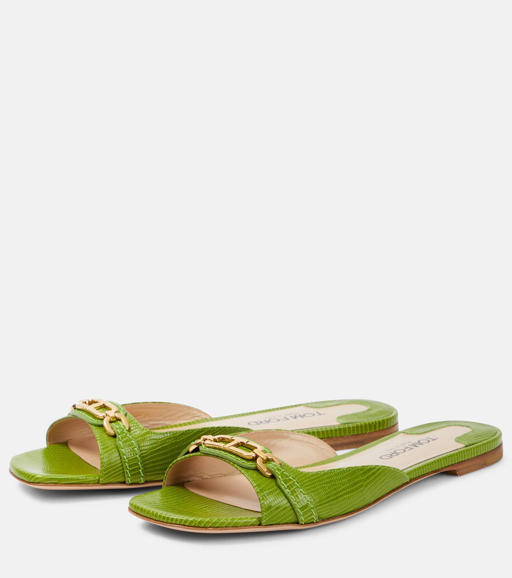 Whitney snake-effect leather slides - 5