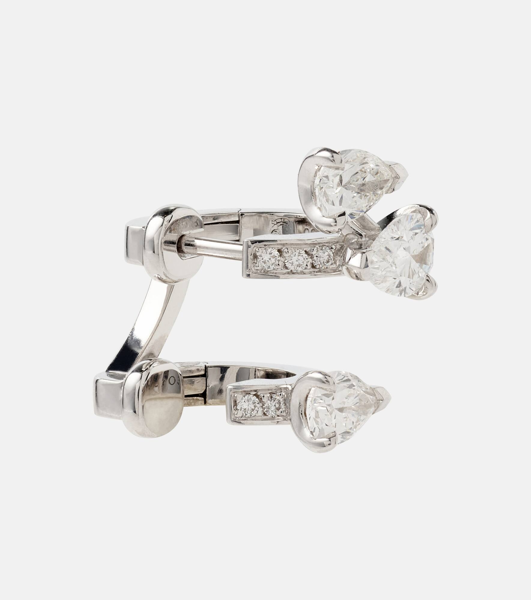 Serti Sur Vide 18kt white gold single earring with diamonds - 6