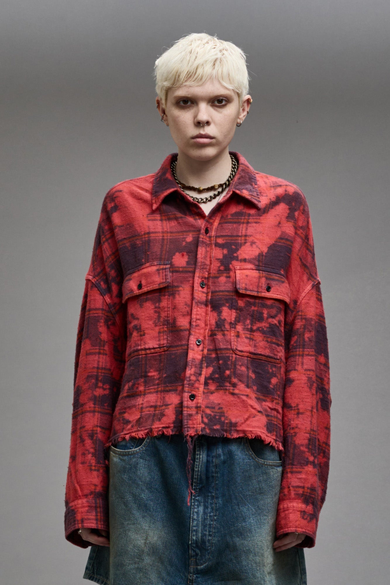 CROPPED WORKSHIRT - DUSK RED PLAID - 4