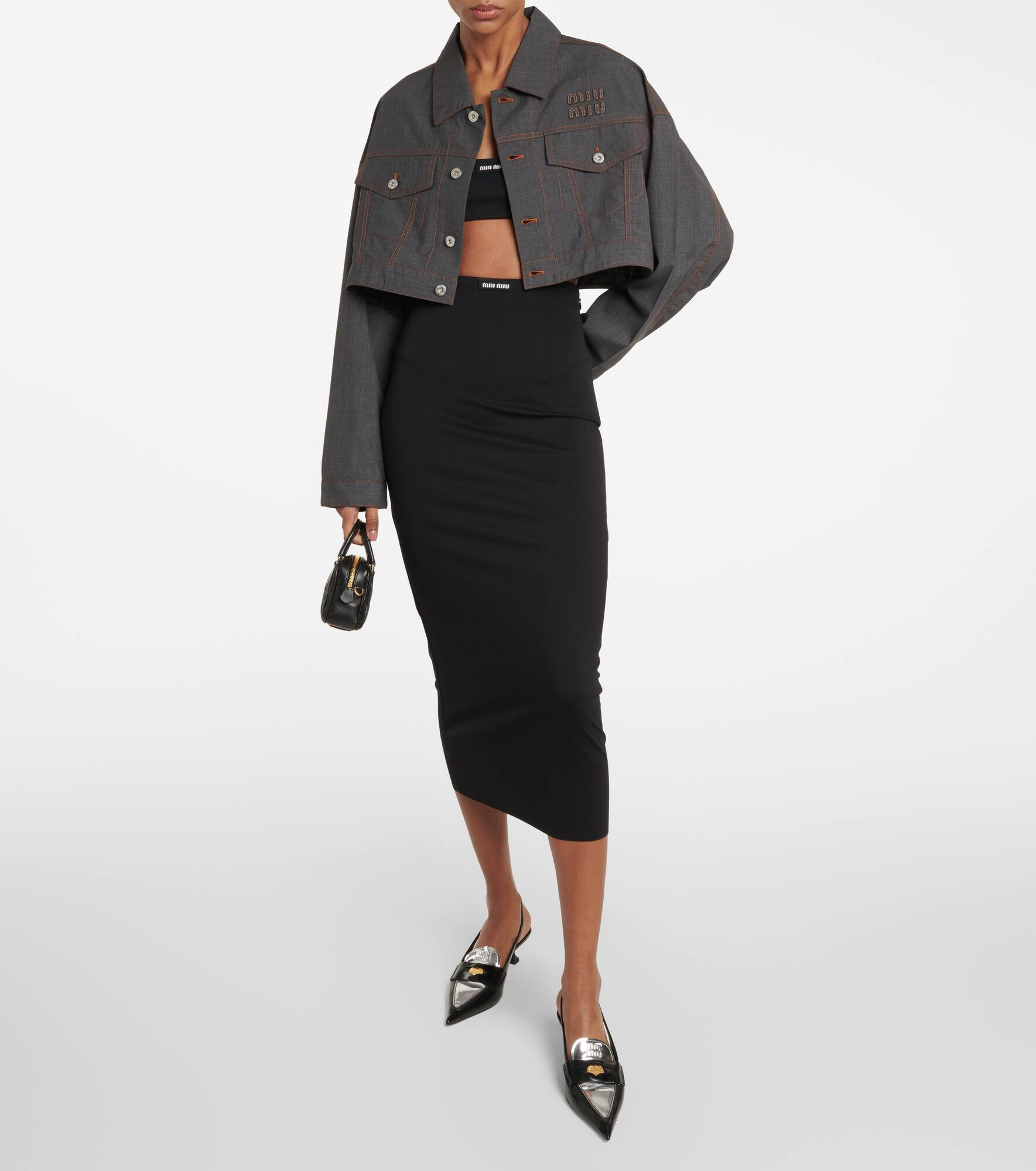 Cropped virgin wool jacket - 2