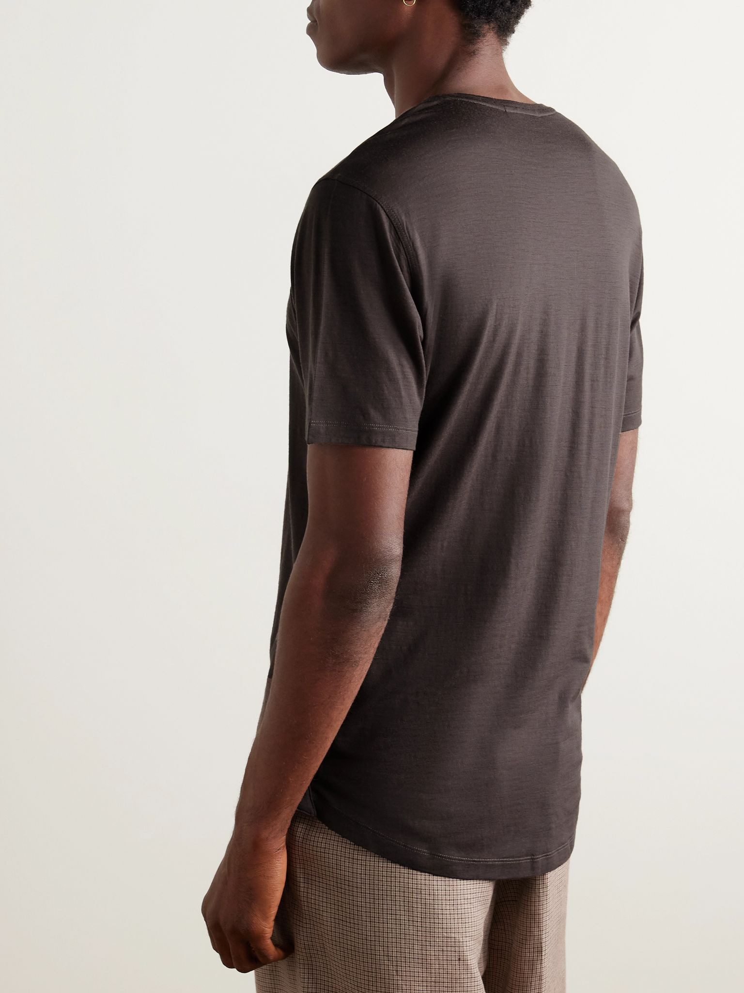 OB-T Slim-Fit Merino Wool-Jersey T-Shirt Brown - 4