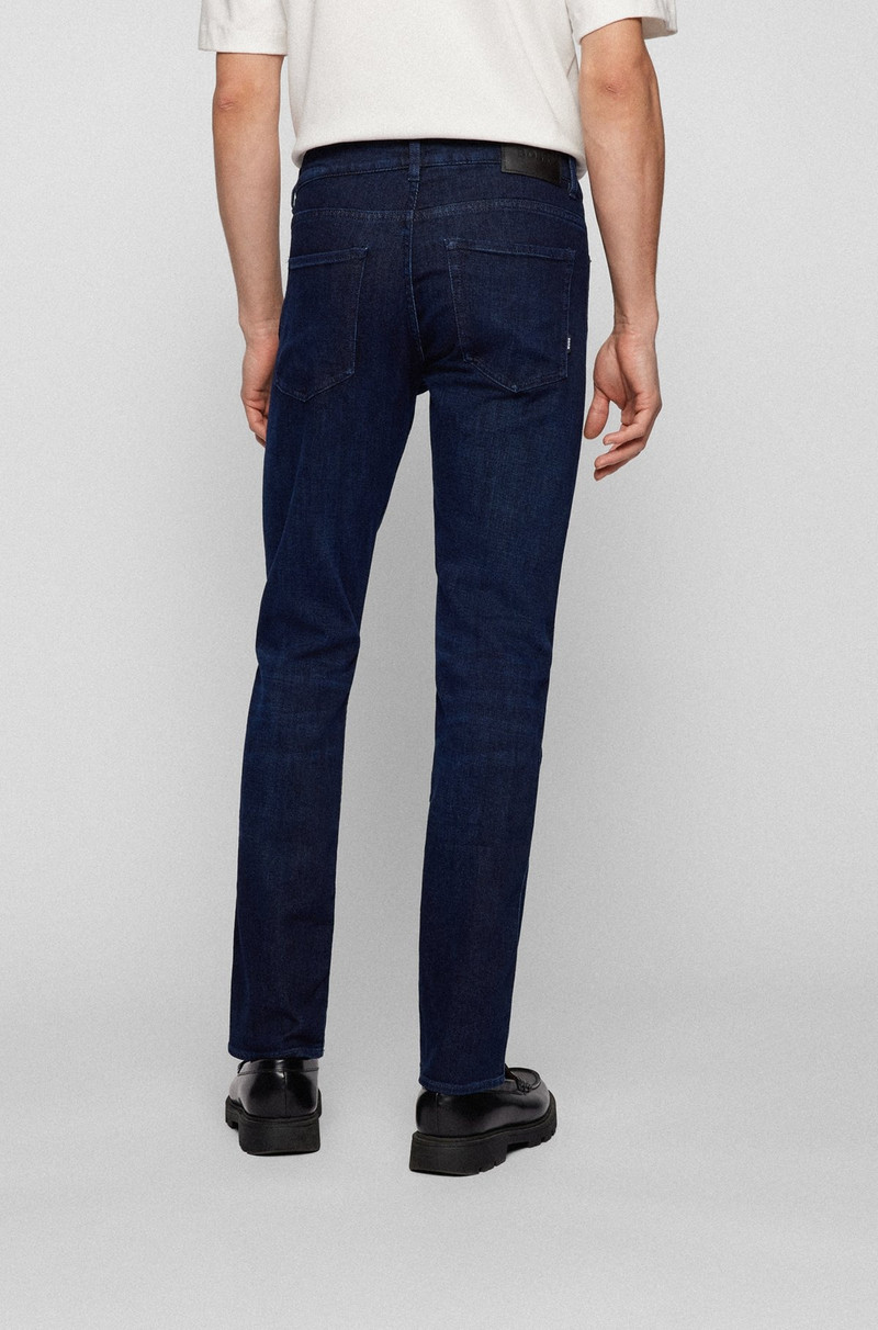 SLIM-FIT JEANS IN DARK-BLUE ITALIAN SUPER-SOFT DENIM 4