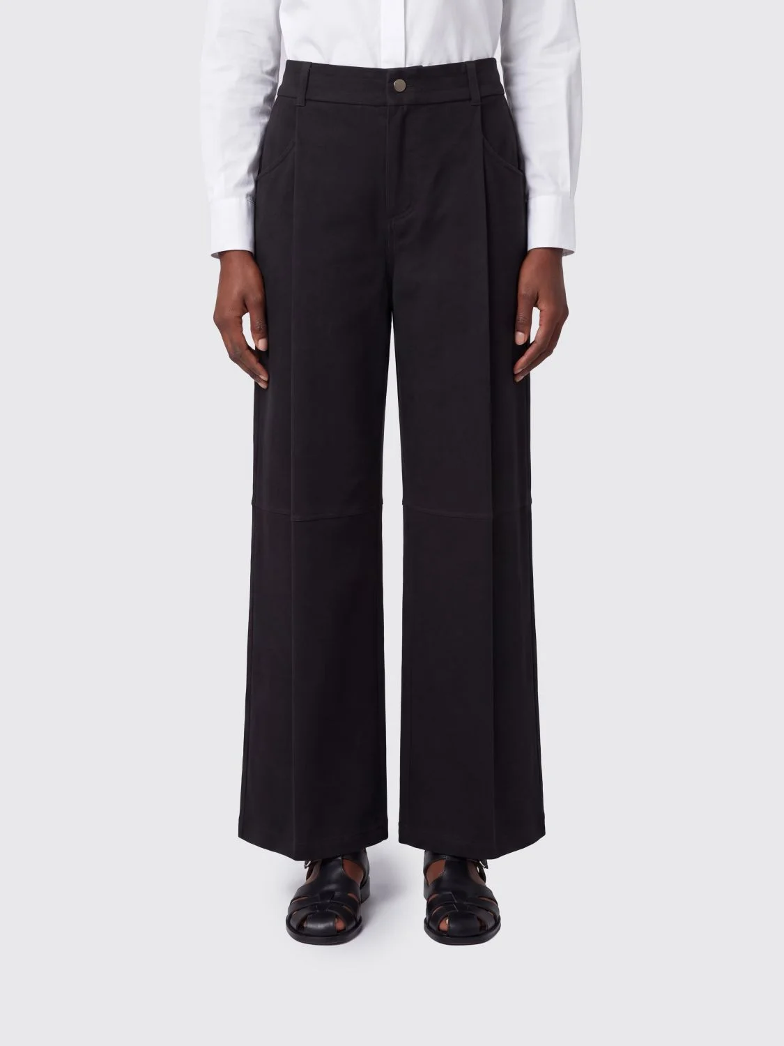 BRUNELLO CUCINELLI Wide-Leg Cotton and Silk Blend Trousers with Pleats - 1