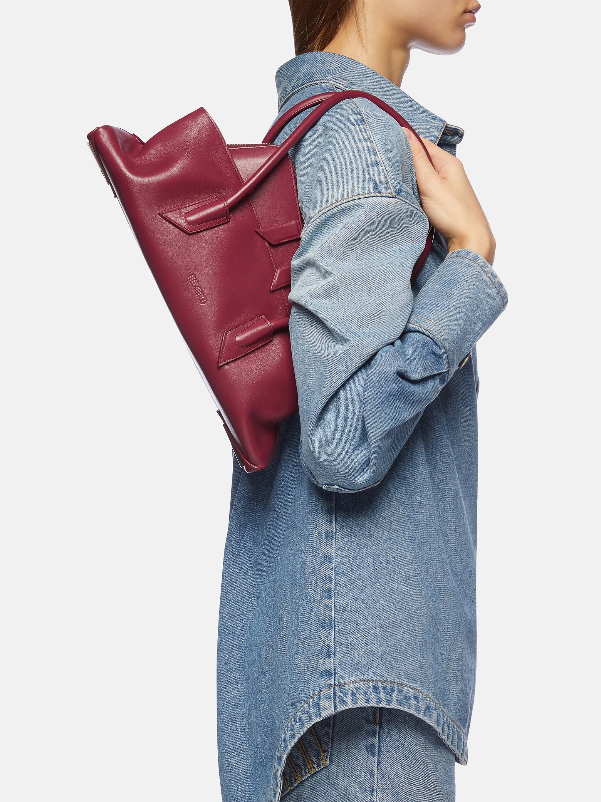 ''LA PASSEGGIATA SMALL'' BURGUNDY TOP HANDLE - 2