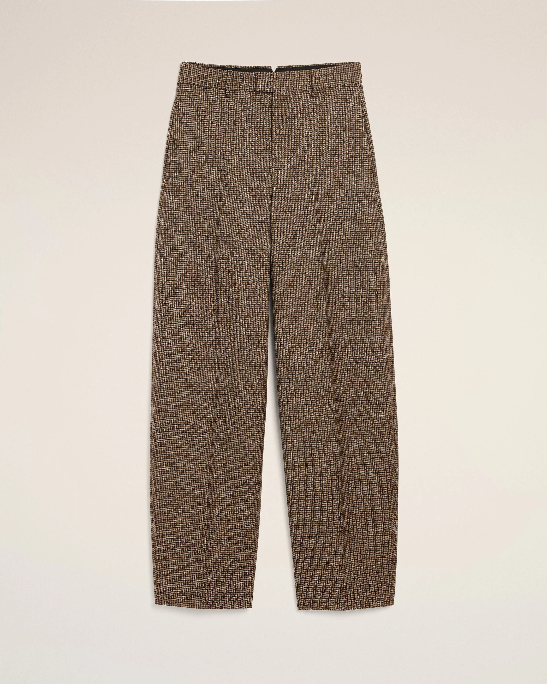 BROWN HOUNDSTOOTH BALLOON-FIT WOOL TROUSERS - 1