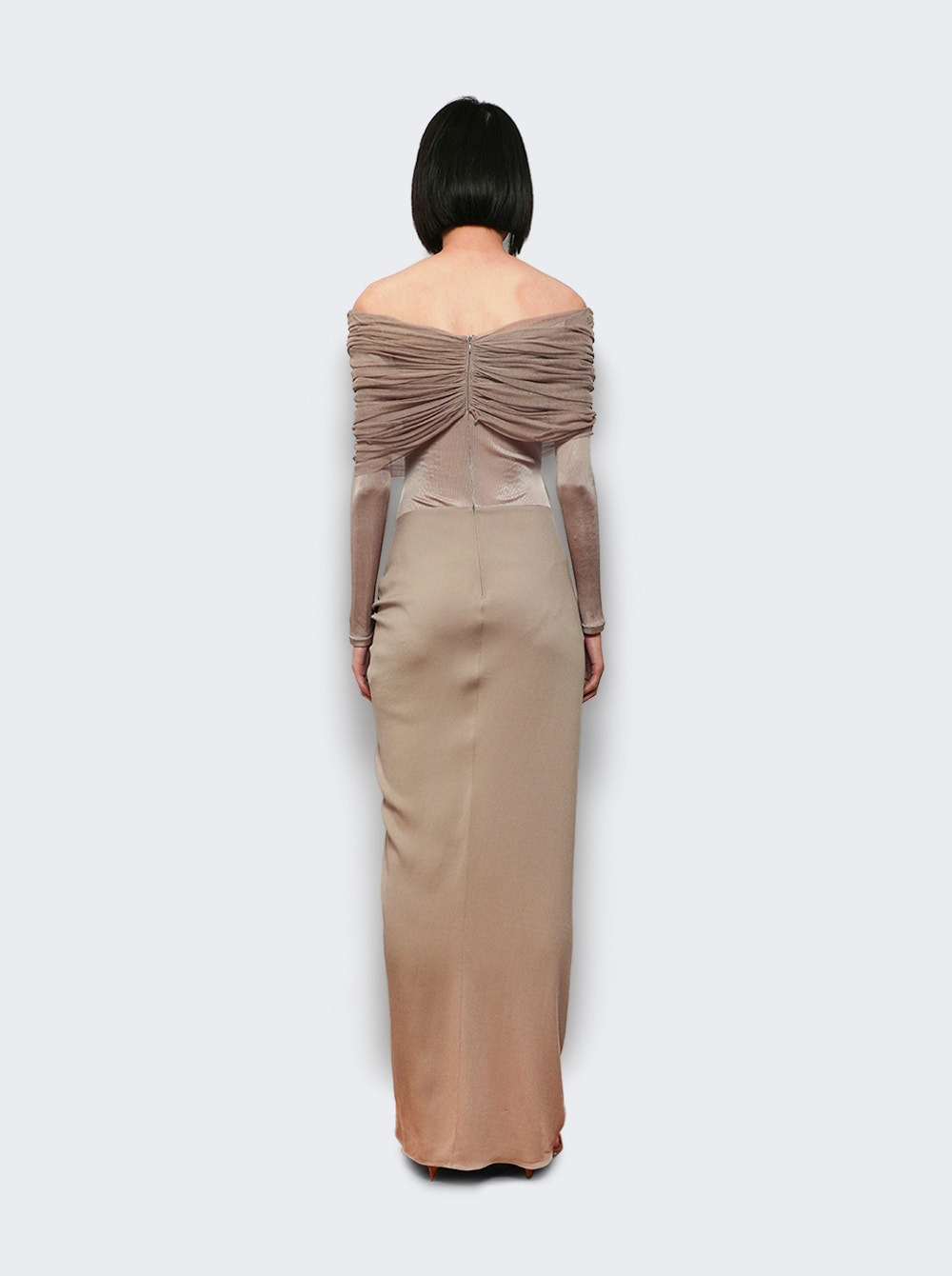 Sonora Veiled Ruched Dress Clay - 4