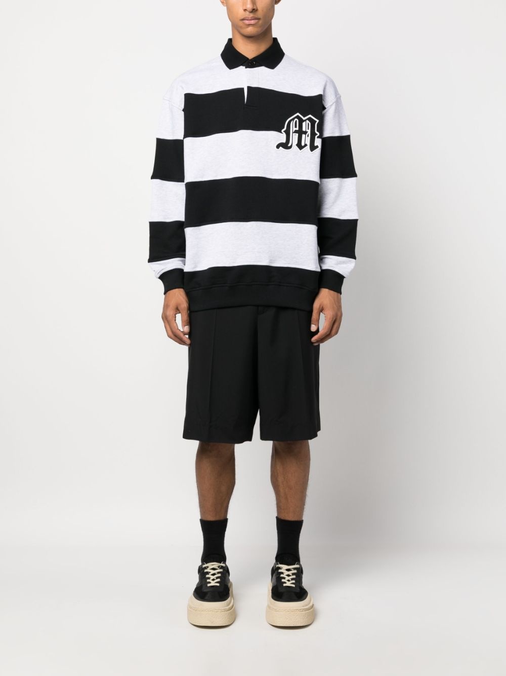 logo-patch striped polo shirt - 2
