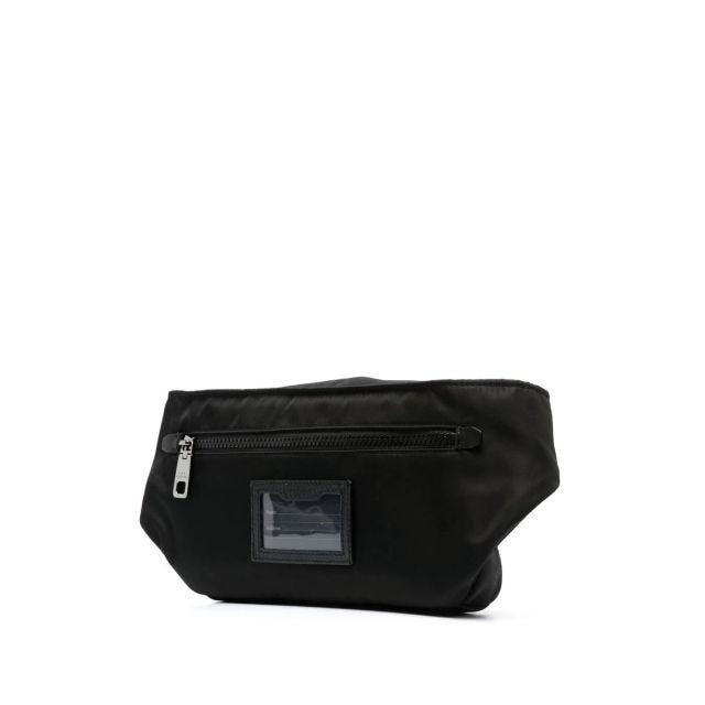 Small black nylon fanny pack with rubberised logo - 4
