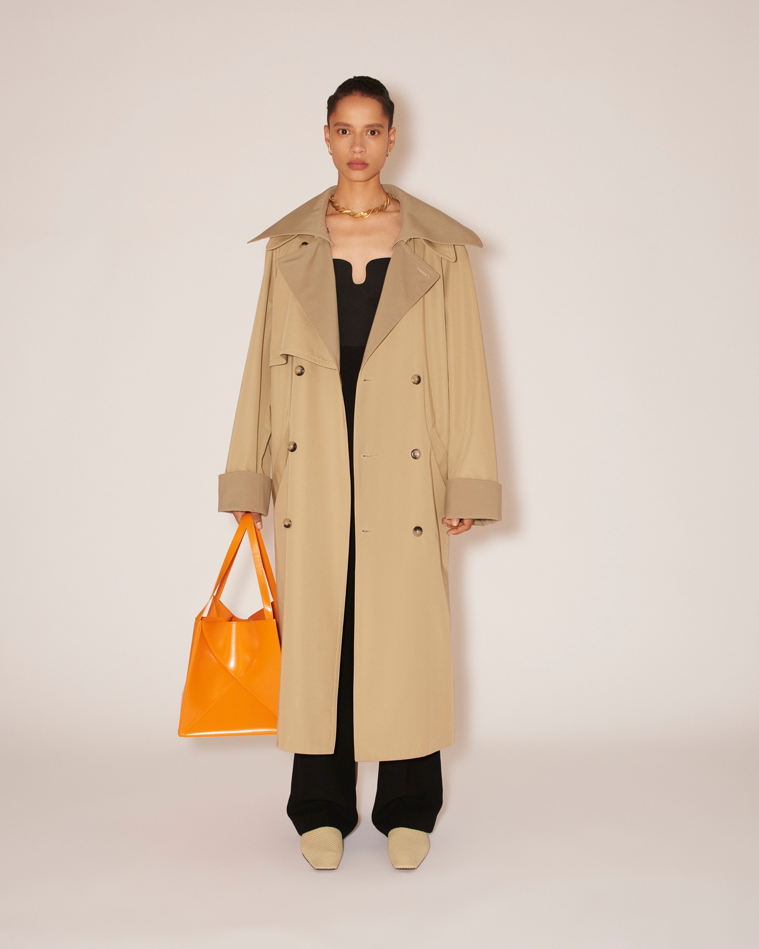 MANTAS - Bonded twill trench coat - Beige - 2