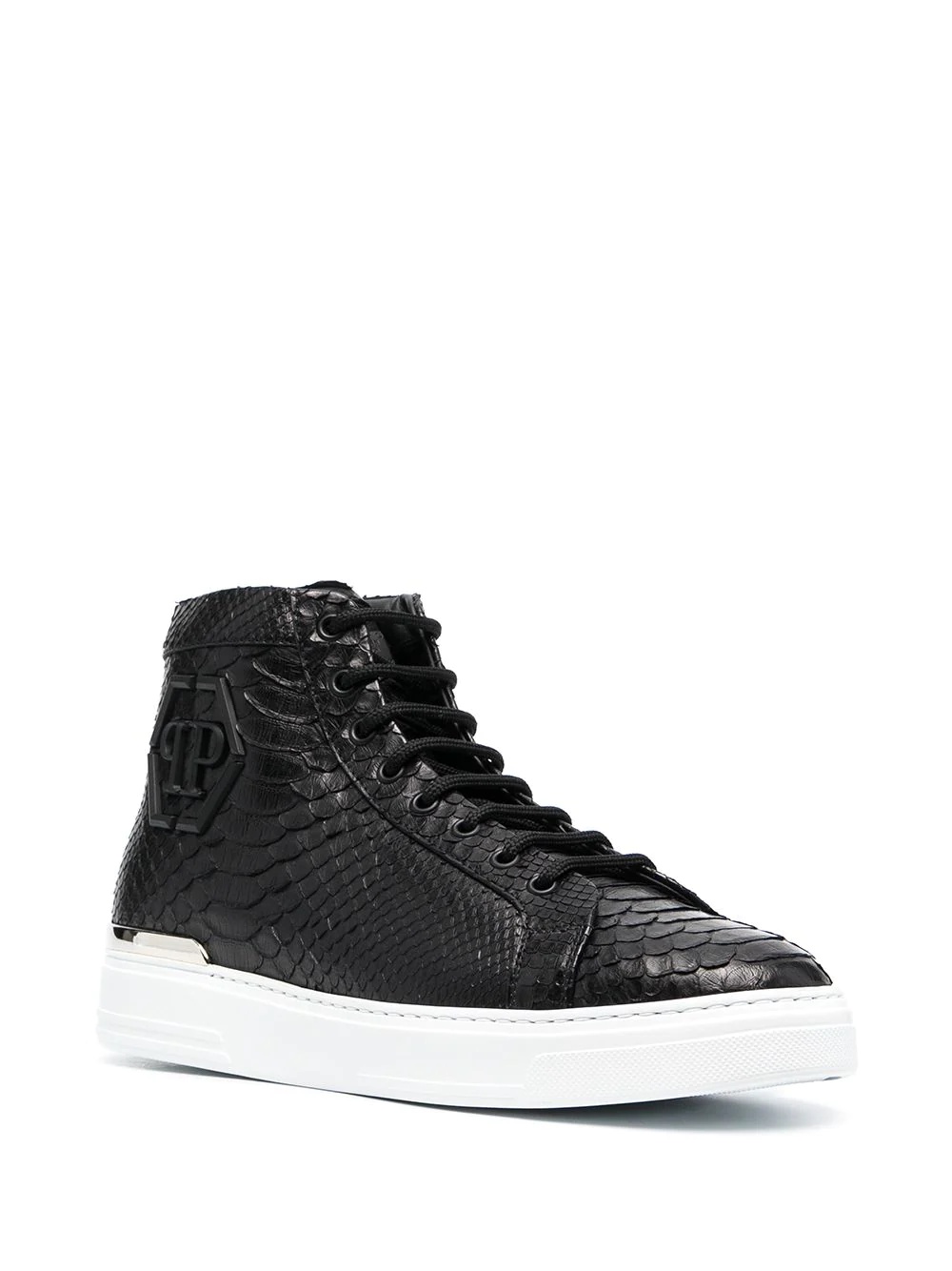 snakeskin-effect hi-top trainers - 2