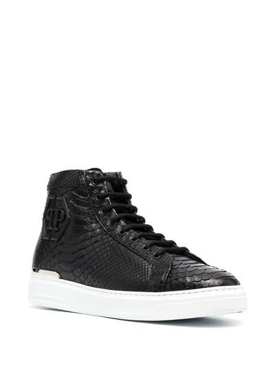 PHILIPP PLEIN snakeskin-effect hi-top trainers outlook